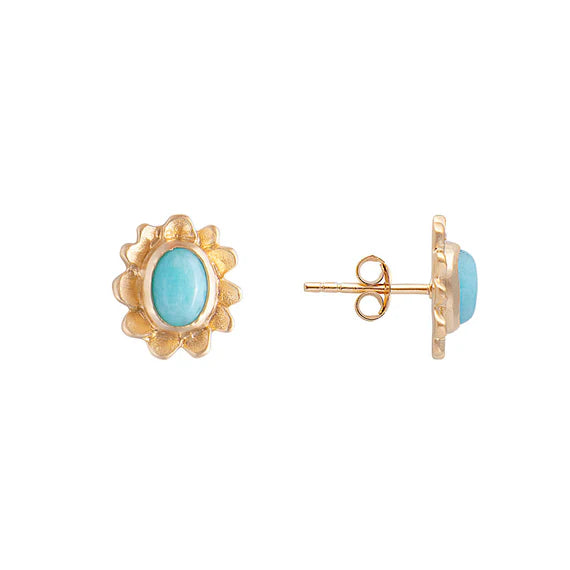 FAIRLEY St Tropez Bloom Stud Earrings - 14K Gold Plated Floral Stud Earrings for Women, Gift for Her | Perfect for Weddings, Parties & Everyday Wear
