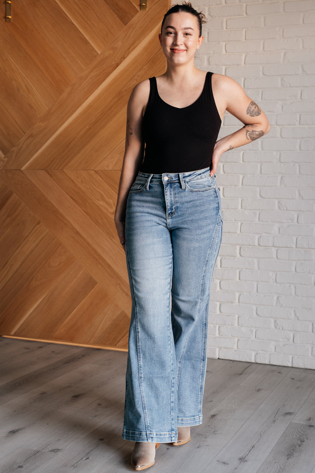 Melia High Rise Wide Leg Jeans with Side Seam Detail - Women's Fashion Denim Pants for Casual Wear & Street Style