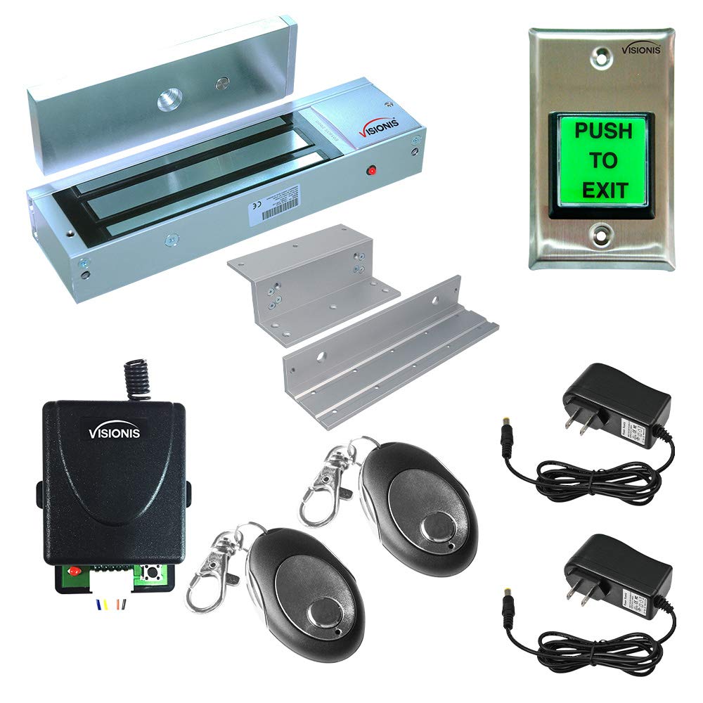 Visionis FPC-5019 Heavy Duty 1200lbs Electromagnetic Lock Kit - Wireless Access Control System with Remote for Inswing Doors | Secure Offices, Schools & Commercial Buildings