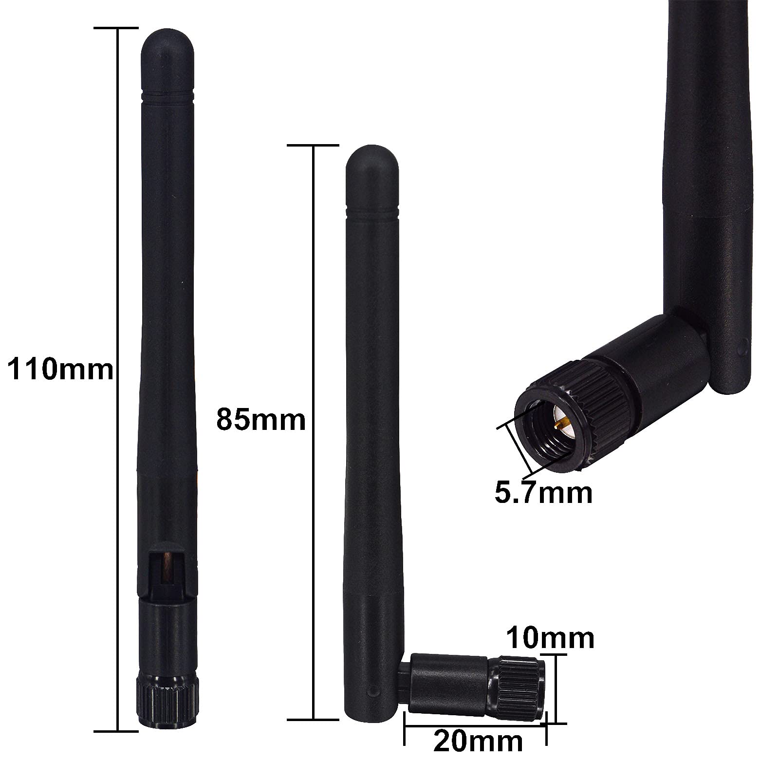 5.8GHz WiFi Antenna SMA Male (2-Pack) - High Gain Dual Band Antenna for Routers, Baofeng Walkie Talkies, USB Adapters, IP Cameras & Wireless Network Cards - Perfect for Home/Office Security & Video Surveillance