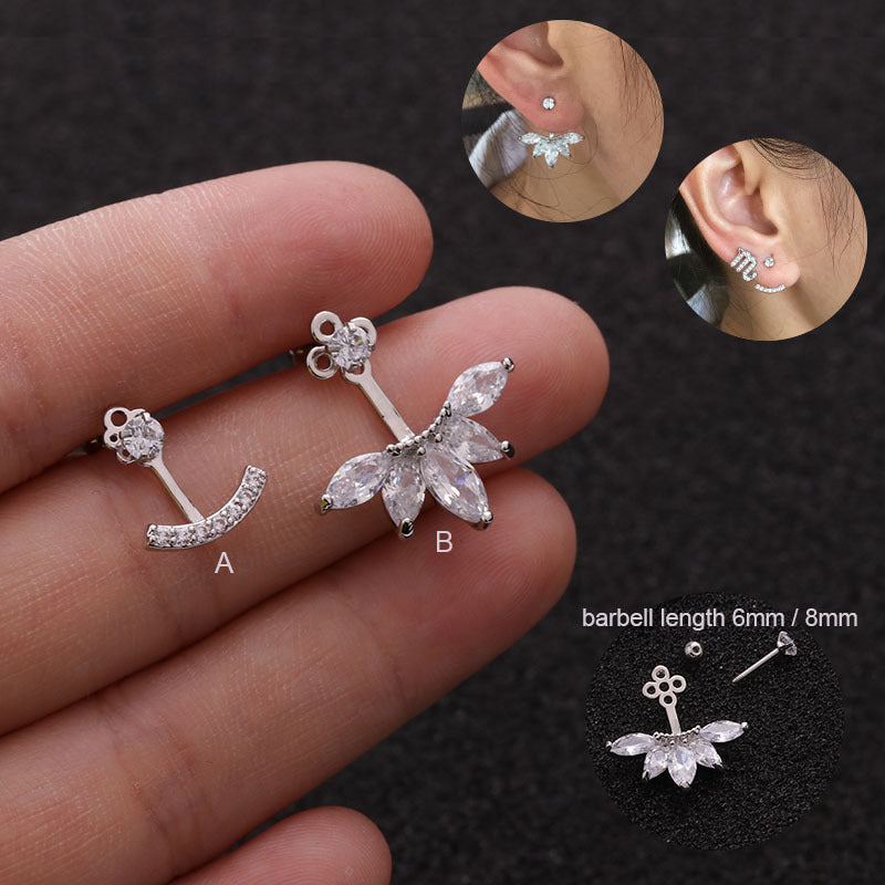 20G Simple Cartilage Front Back Earring - Stainless Steel Minimalist Stud Earrings for Women | HSPJ1933 | Perfect for Daily Wear, Parties & Gifts