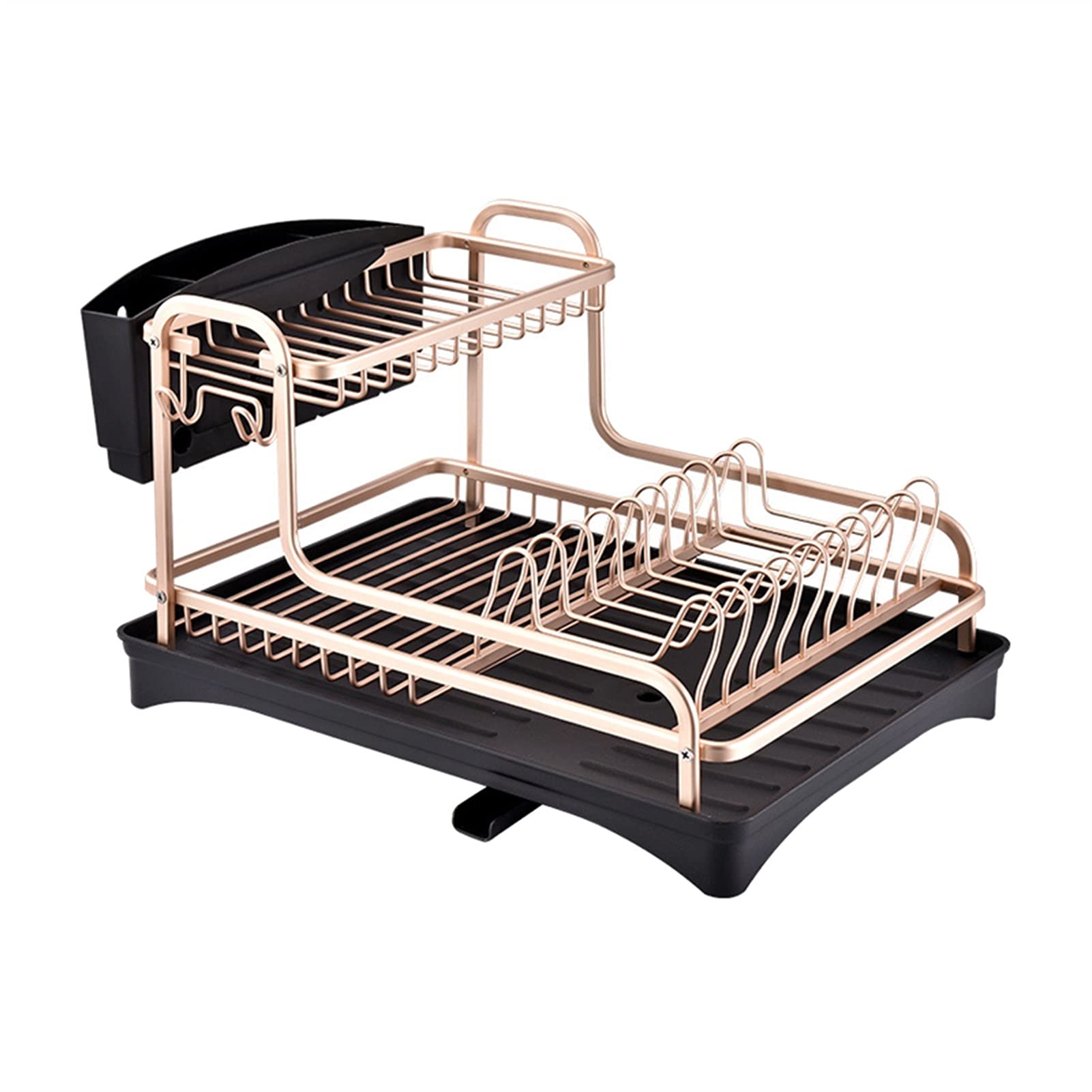 Aluminium Dish Drying Rack - Space-Saving Kitchen Organizer with Drainer & Utensil Holder for Efficient Dishwashing and Countertop Organization