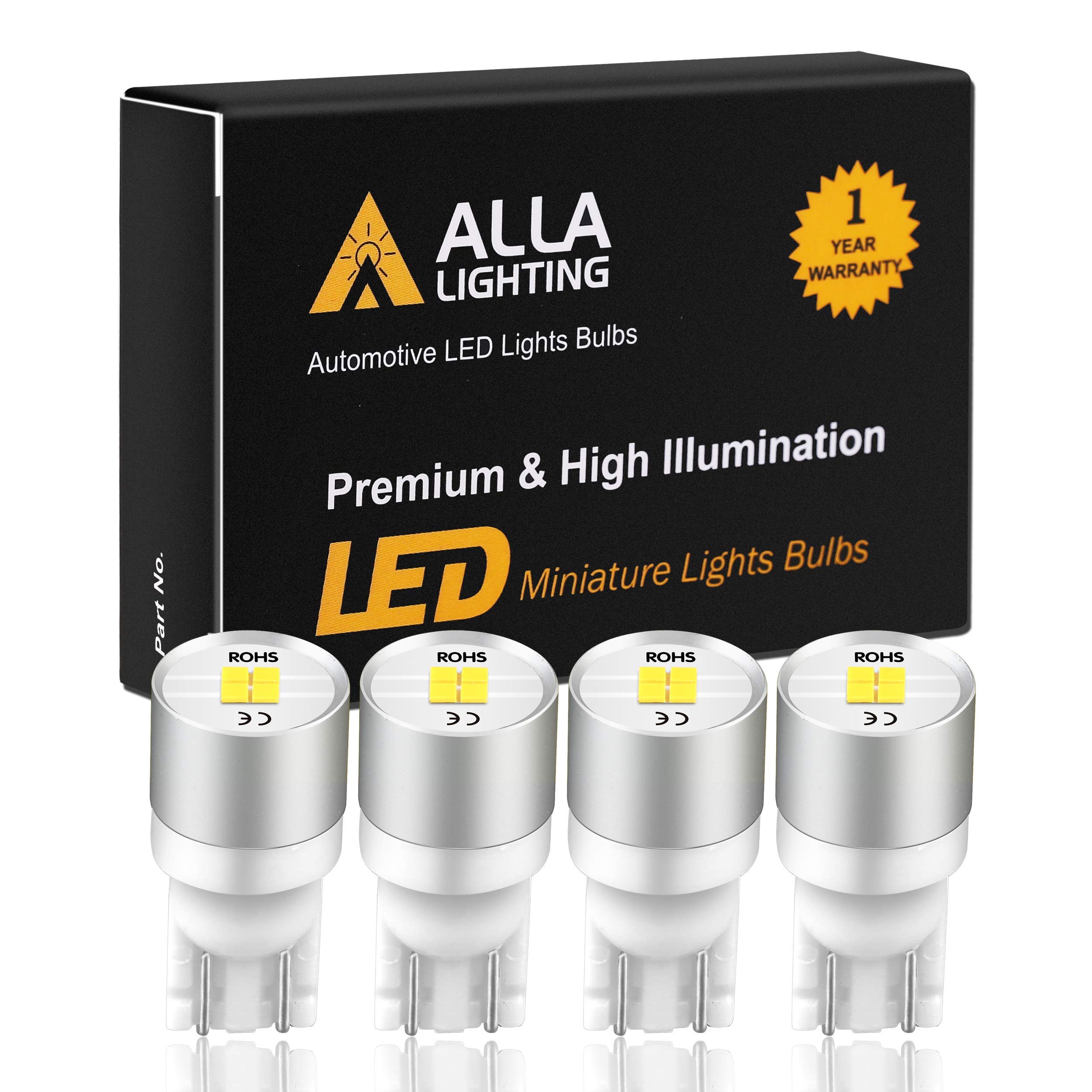 Alla Lighting T15 912 921 T10 168 194 LED Bulbs - 6000K Xenon White Reverse Lights, License Plate & Interior Lights Replacement for Cars, Trucks, SUVs - Perfect for Night Driving & Enhanced Visibility