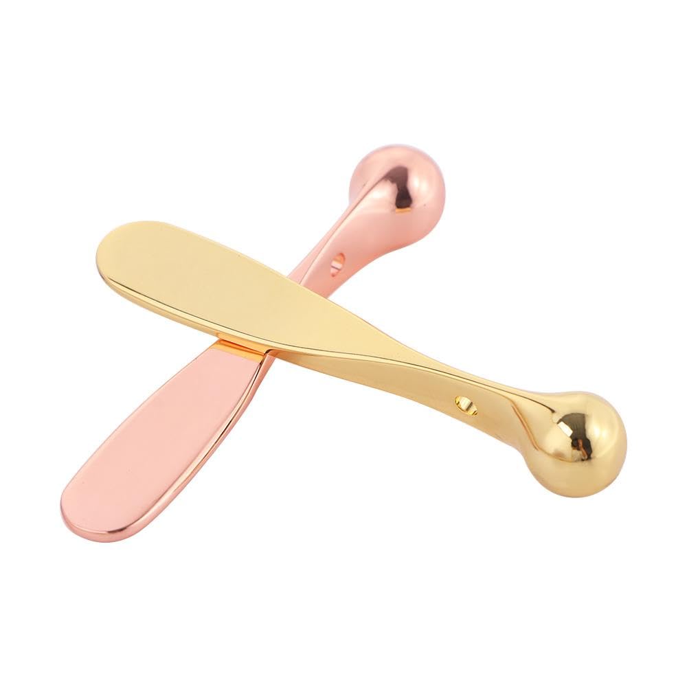 Rose Gold Metal Eye Cream Applicator & Massage Roller - Anti-Wrinkle Eye Care Tool for Women, DIY Facial Spoon & Cosmetic Massage Stick | Perfect for Skincare Routine, Dark Circle Treatment & Puffiness Relief