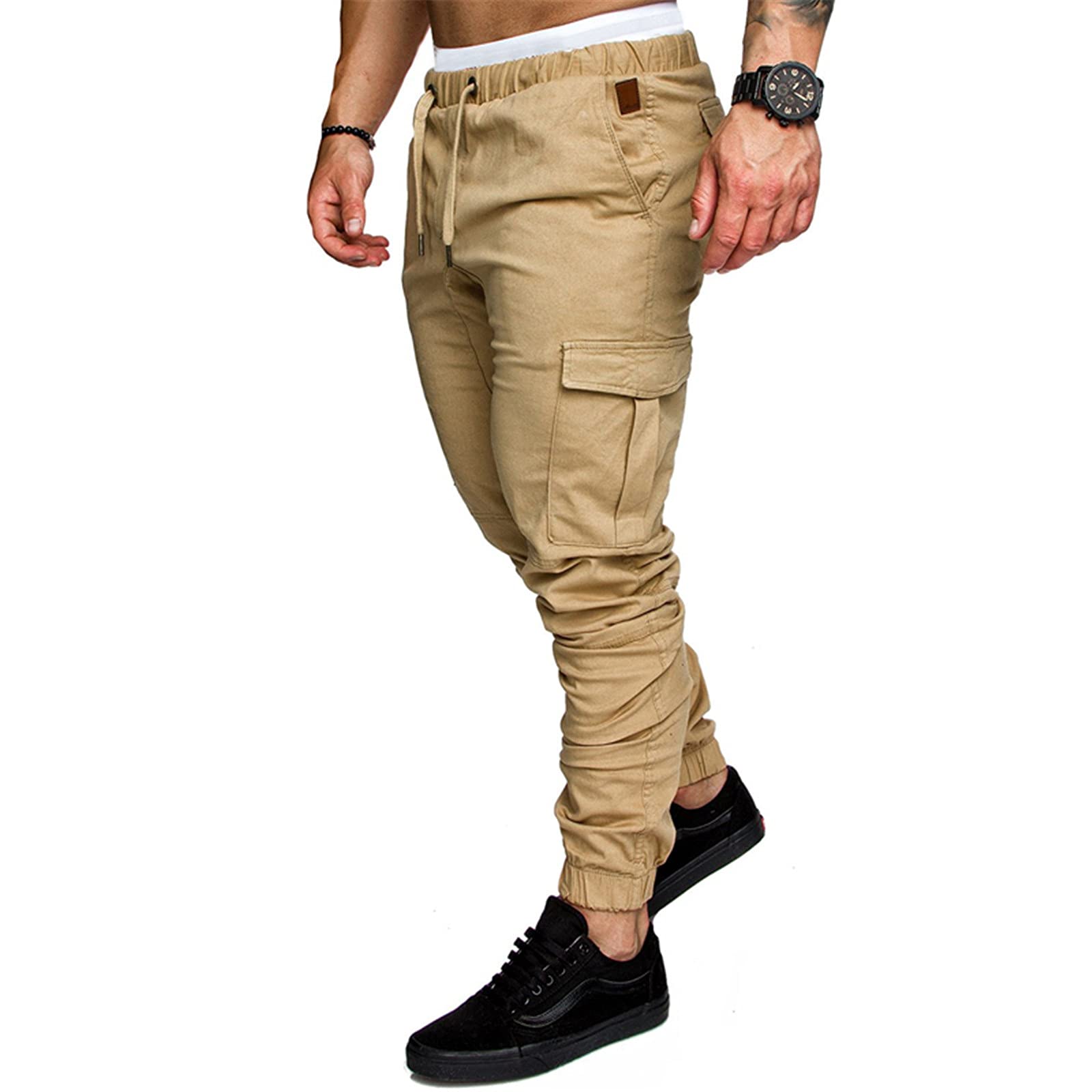 Men's Athletic Cargo Sweatpants for Running, Hiking & Workout with Pockets