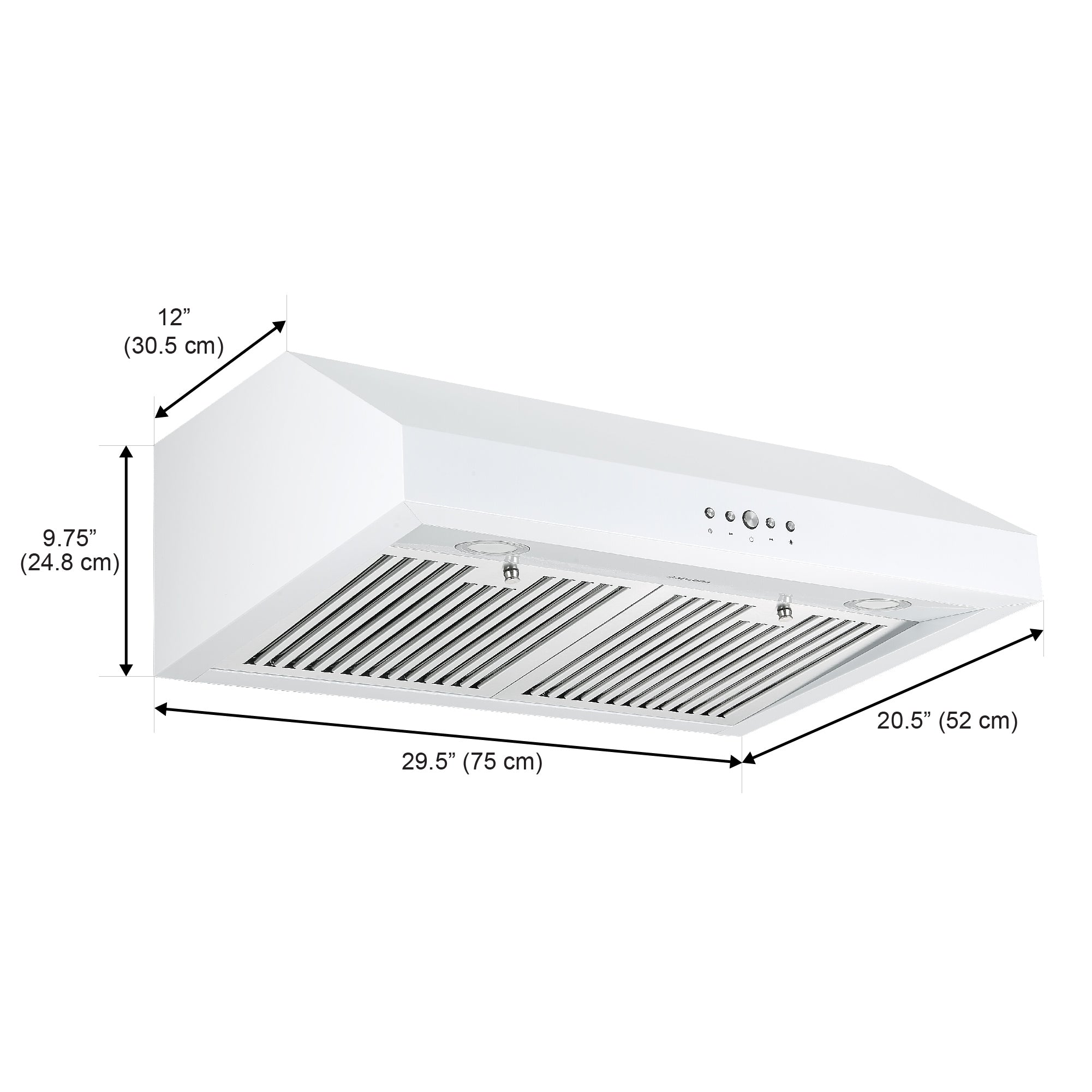 Ancona 30 Inch Ducted Under Cabinet Range Hood in White - Powerful Kitchen Ventilation for Smoke & Odor Removal - Perfect for Home Cooking, Baking & Grilling