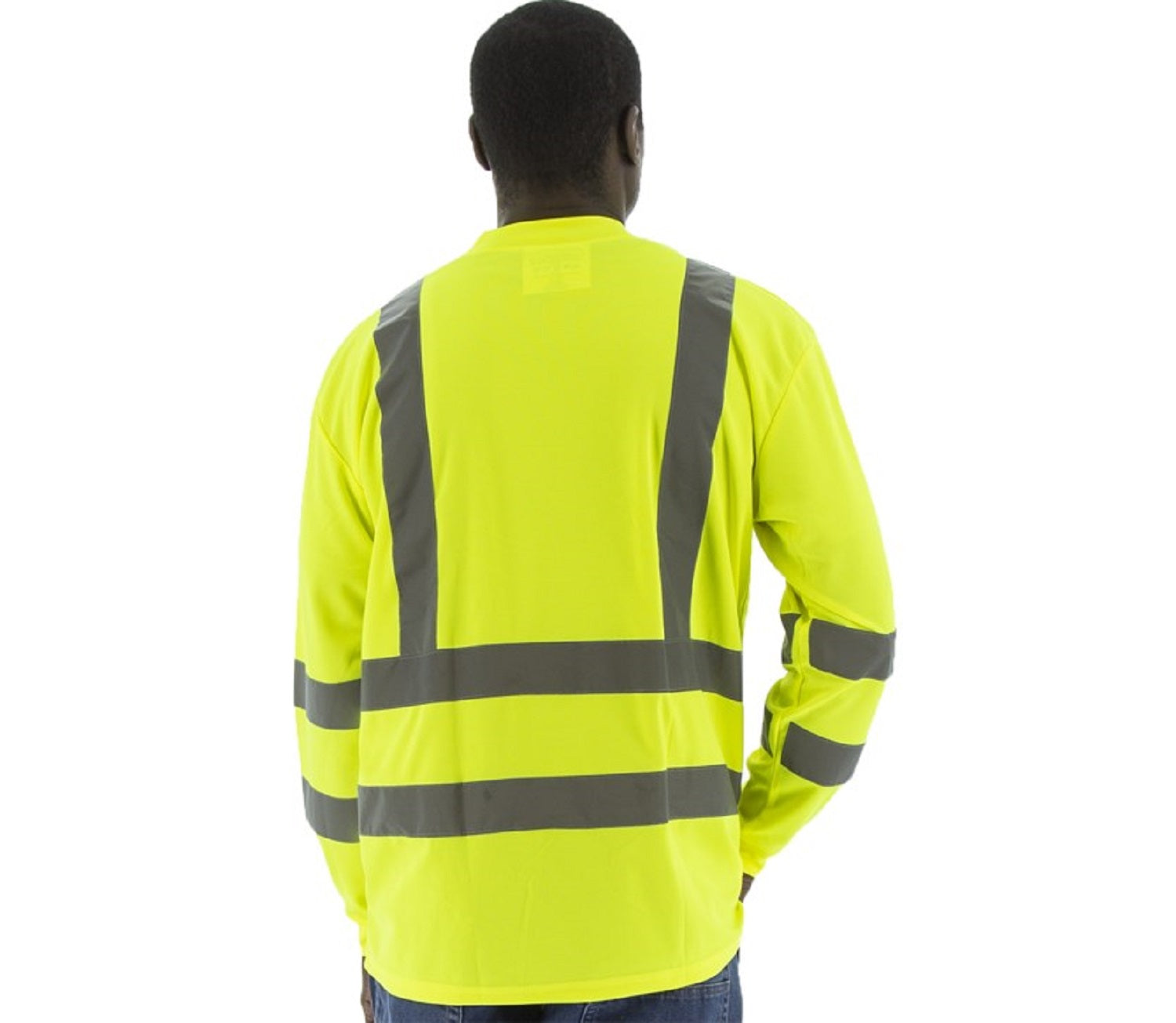 High Visibility Long Sleeve Shirt for Men - Reflective Safety Work Shirt with Moisture Wicking - Ideal for Construction, Road Work & Night Running