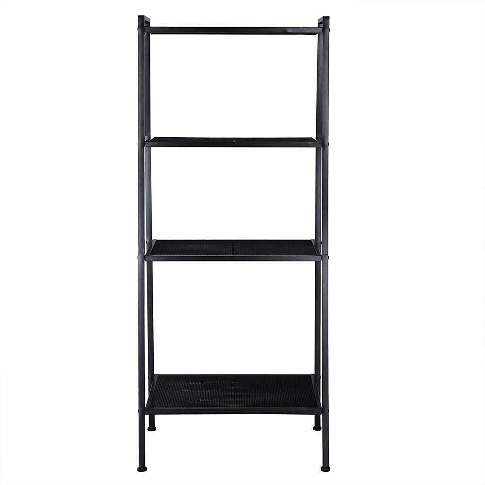 4-Tier Metal Ladder Shelf - Sturdy Bookshelf & Storage Organizer for Office, Home Decor, Living Room, Bedroom | Space-Saving Shelving Unit for Books, Plants, Decor & More