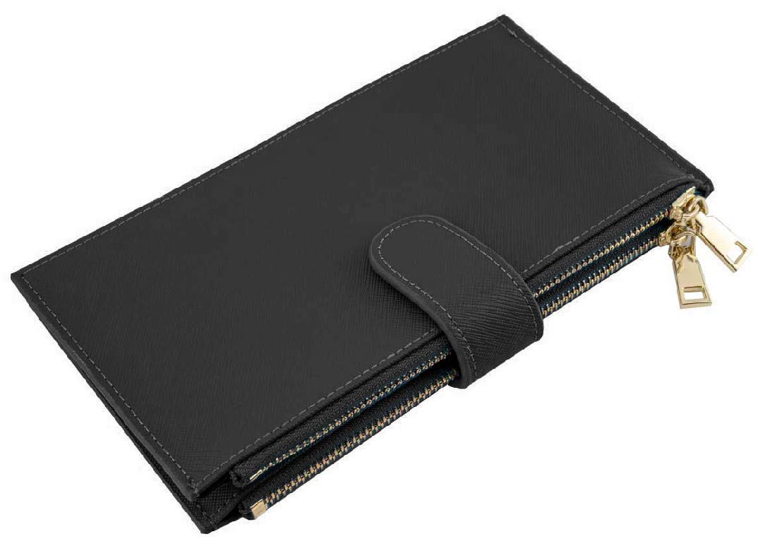 RFID Blocking Wallet for Women - Genuine Leather Bifold Wallet with Zipper Pocket | Secure Credit Card Holder | Perfect for Travel, Shopping & Everyday Use (Black)