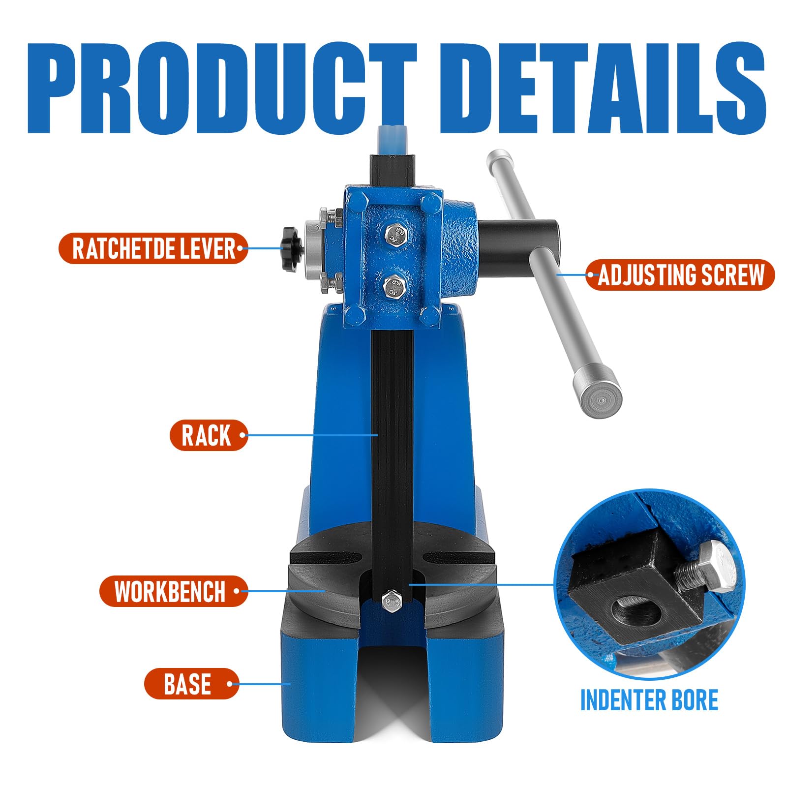 2 Ton Manual Bench Toggle Press - Heavy Duty Metal Toggle Press with 8.55