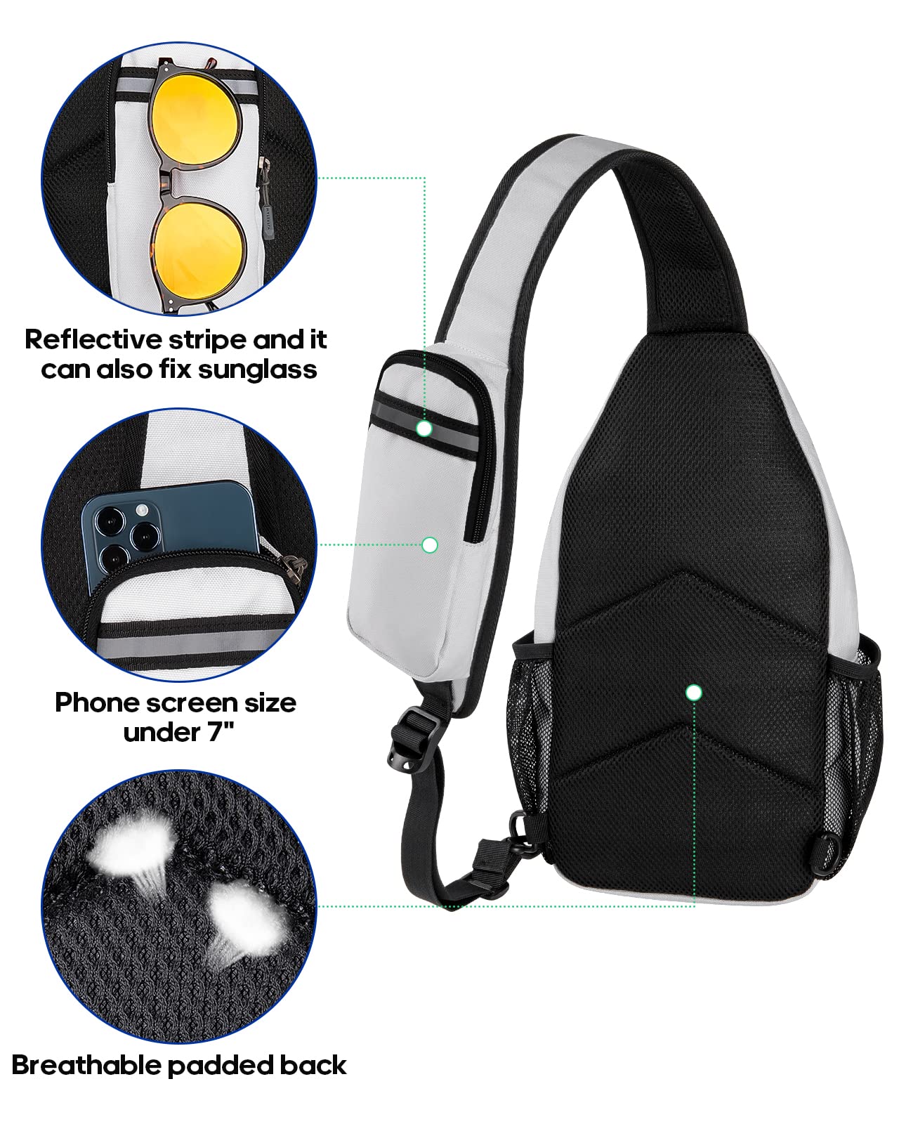 WATERFLY Crossbody Sling Backpack - Lightweight Travel Hiking Chest Bag for Men & Women - Perfect for Outdoor Adventures, Commuting and Daily Use