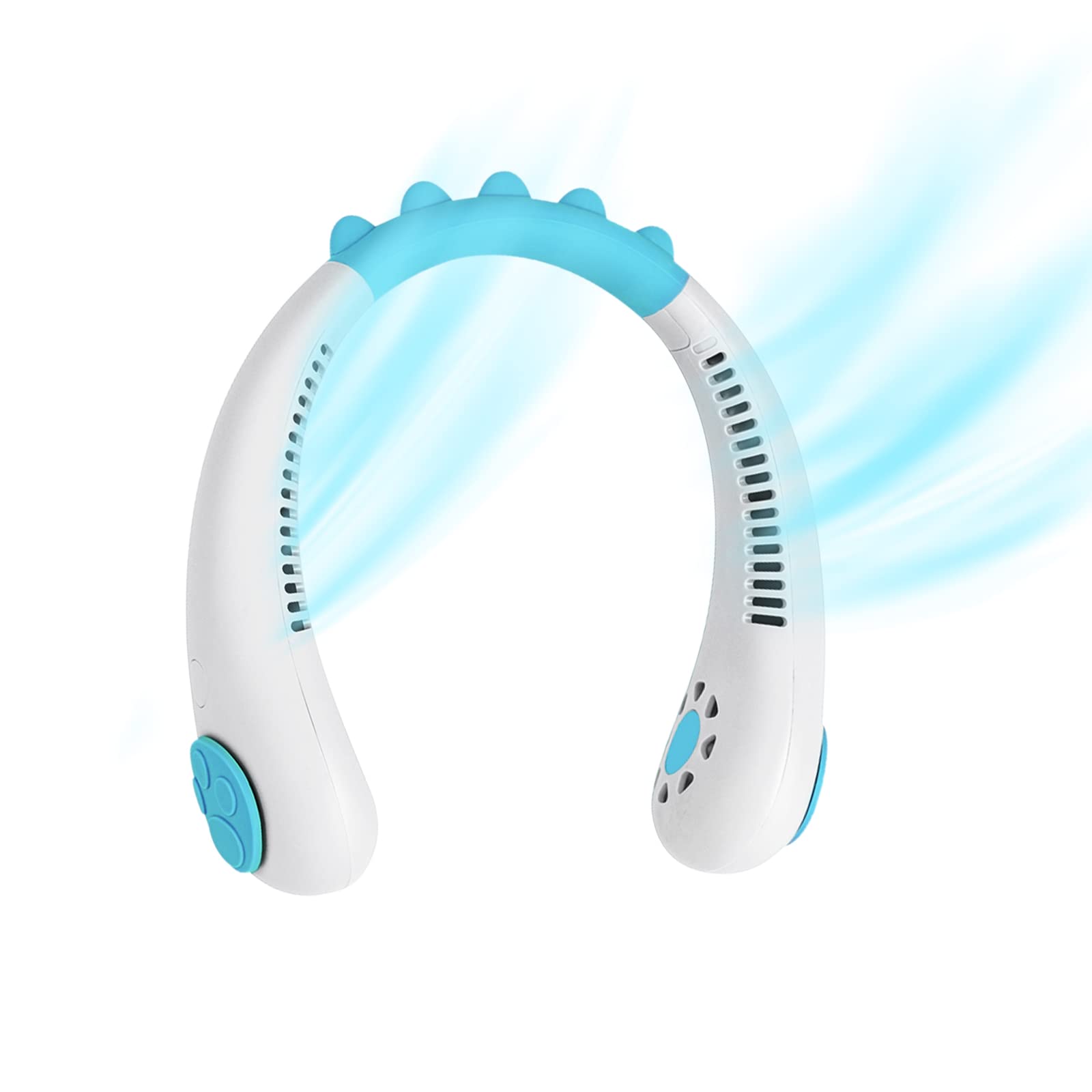 Portable Rechargeable Neck Fan for Kids - Wearable Bladeless Personal Cooling Fan with 3 Speed Settings, USB Powered for Outdoor, Travel, Sports & Summer Activities