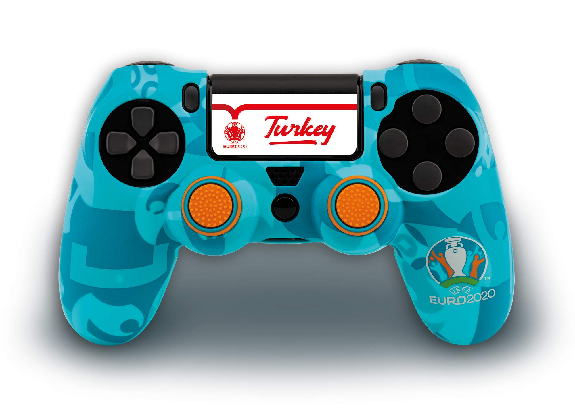 Qubick PS4 UEFA Euro 2020 Controller Skin - Blue Silicone Cover with Non-Slip Grip & Protective Function | Perfect for Gaming Tournaments & Long Play Sessions