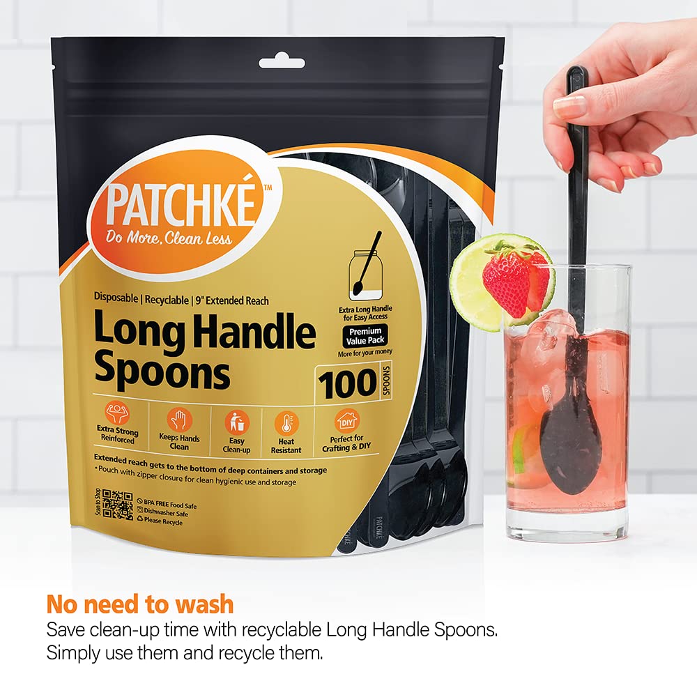 9 Inch Long Handle Plastic Spoons (100-Pack) - Durable Stirring Spoons for Coffee, Espresso, Iced Tea, Milkshakes, Bars & Jars - Perfect for Restaurants, Cafes, and Home Use