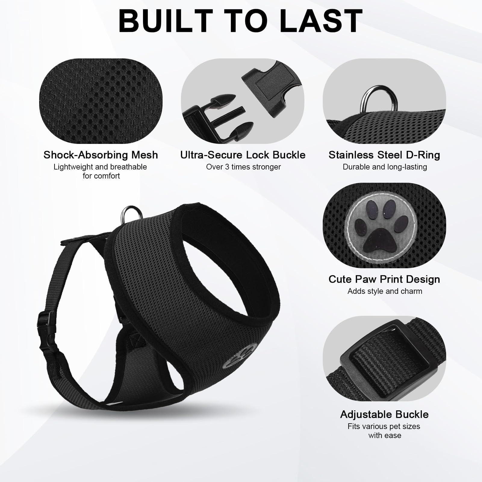 BINGPET Small Dog Harness - No Pull Adjustable Mesh Puppy Vest for Small & Medium Dogs - Perfect for Walking, Training & Outdoor Adventures