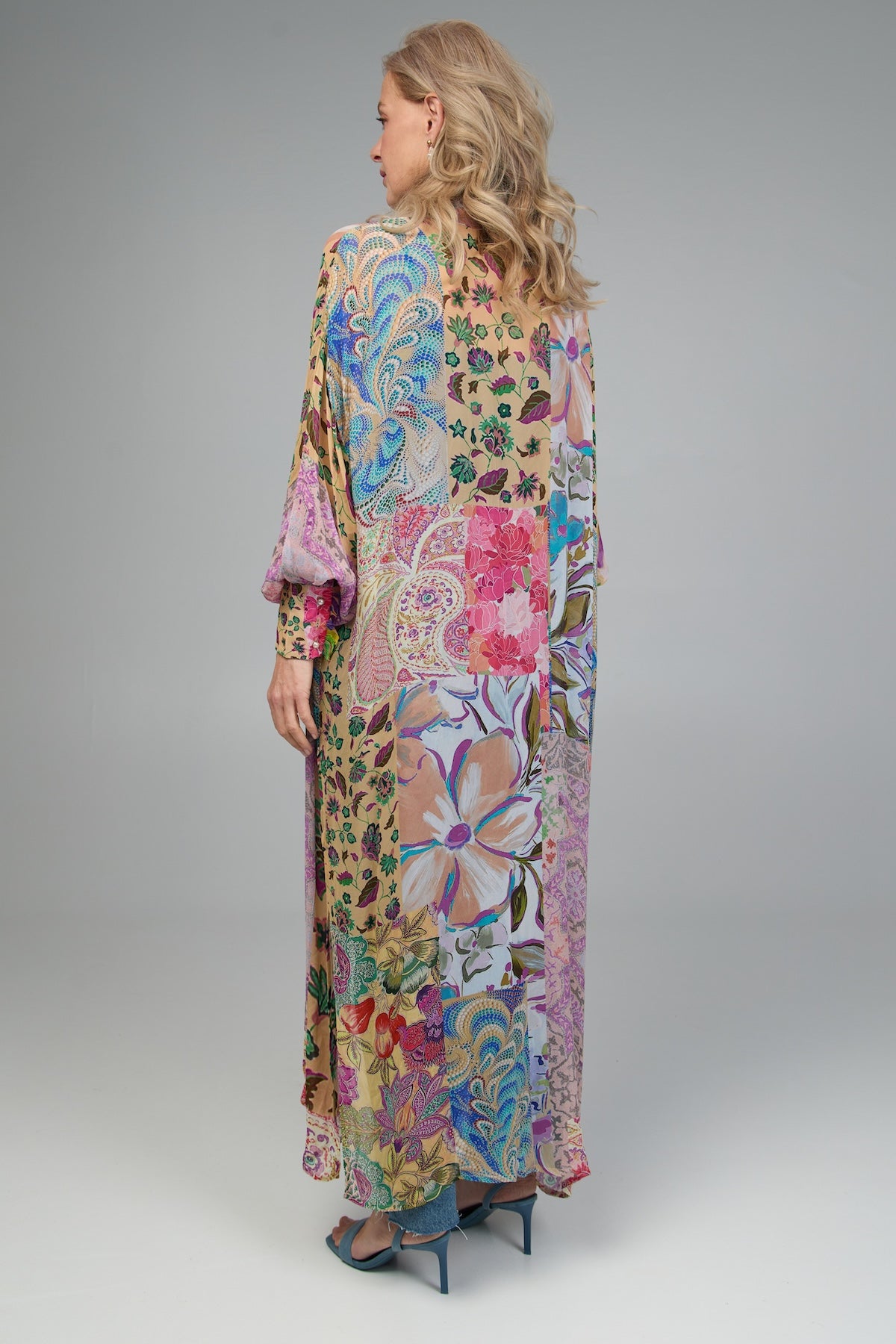 Floral Patch Kimono - Lightweight Spring Cardigan for Women - Boho Chic Cover Up for Beach, Vacation & Outdoor Events