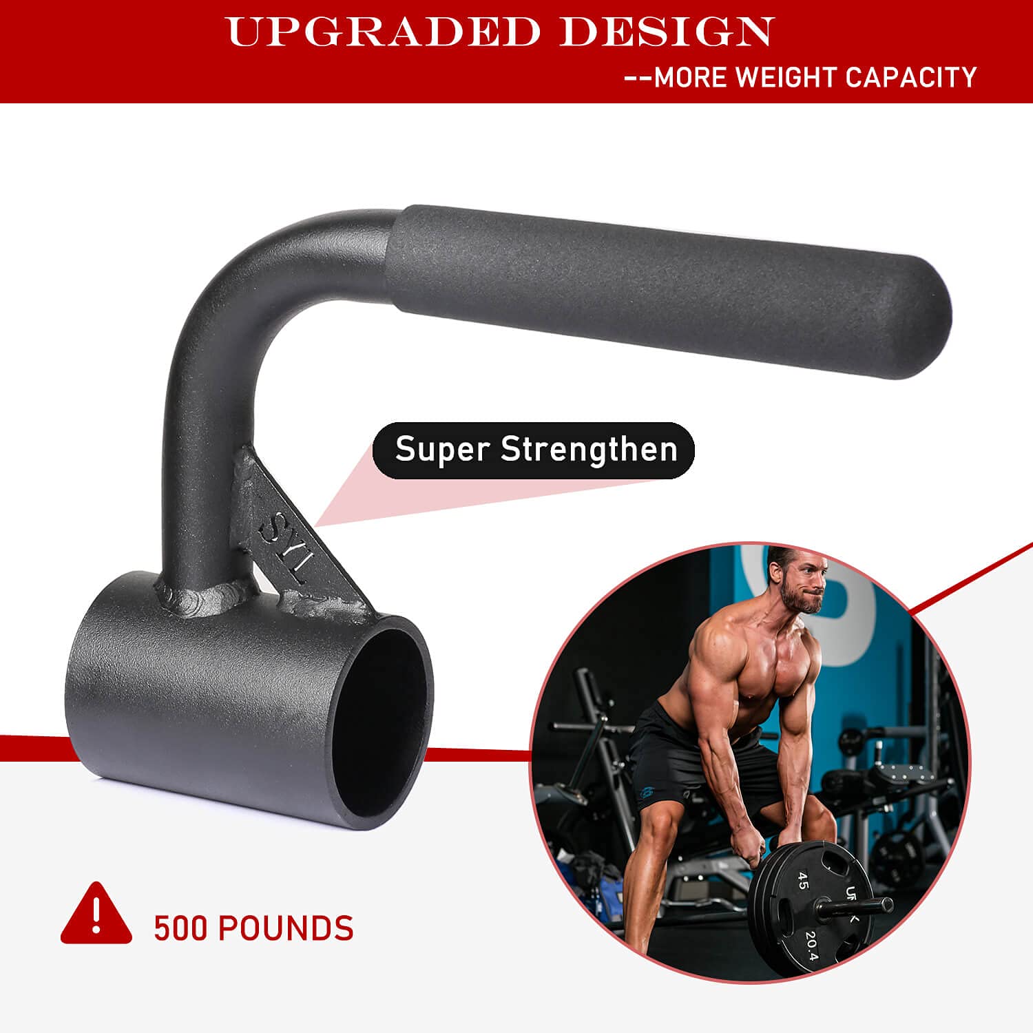 SYL Fitness Single Arm Landmine Handle for 2 Inch Olympic Barbell - T Bar Row Attachment for Home Gym & Strength Training - Perfect for Shoulder Press, Squats & Deadlifts