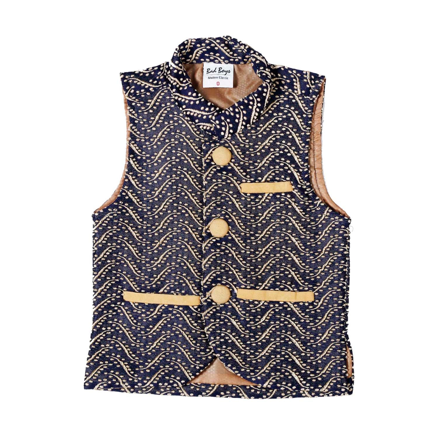Stylish Bad Boys Jacquard Nehru Jacket with Khaki Kurta & Payjama Set | Men's Ethnic Indian Outfit for Weddings, Festivals & Cultural Events