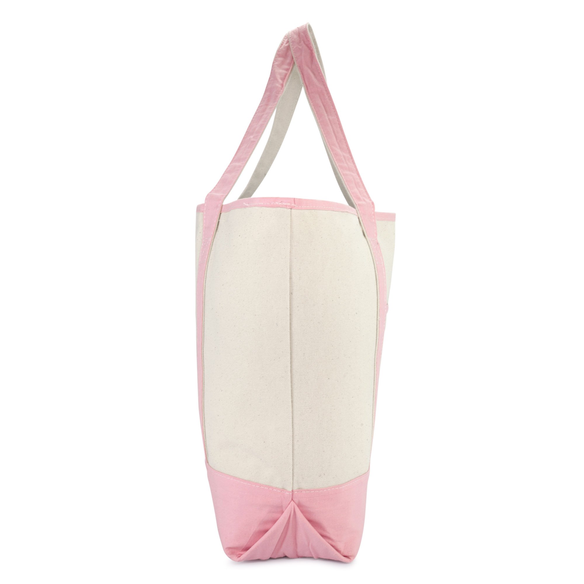 DALIX Women's Cotton Canvas Tote Bag - Large Pink Monogram Shoulder Bag with A-Z Letters (Perfect for Work, Travel, Shopping & Beach Day Essentials)