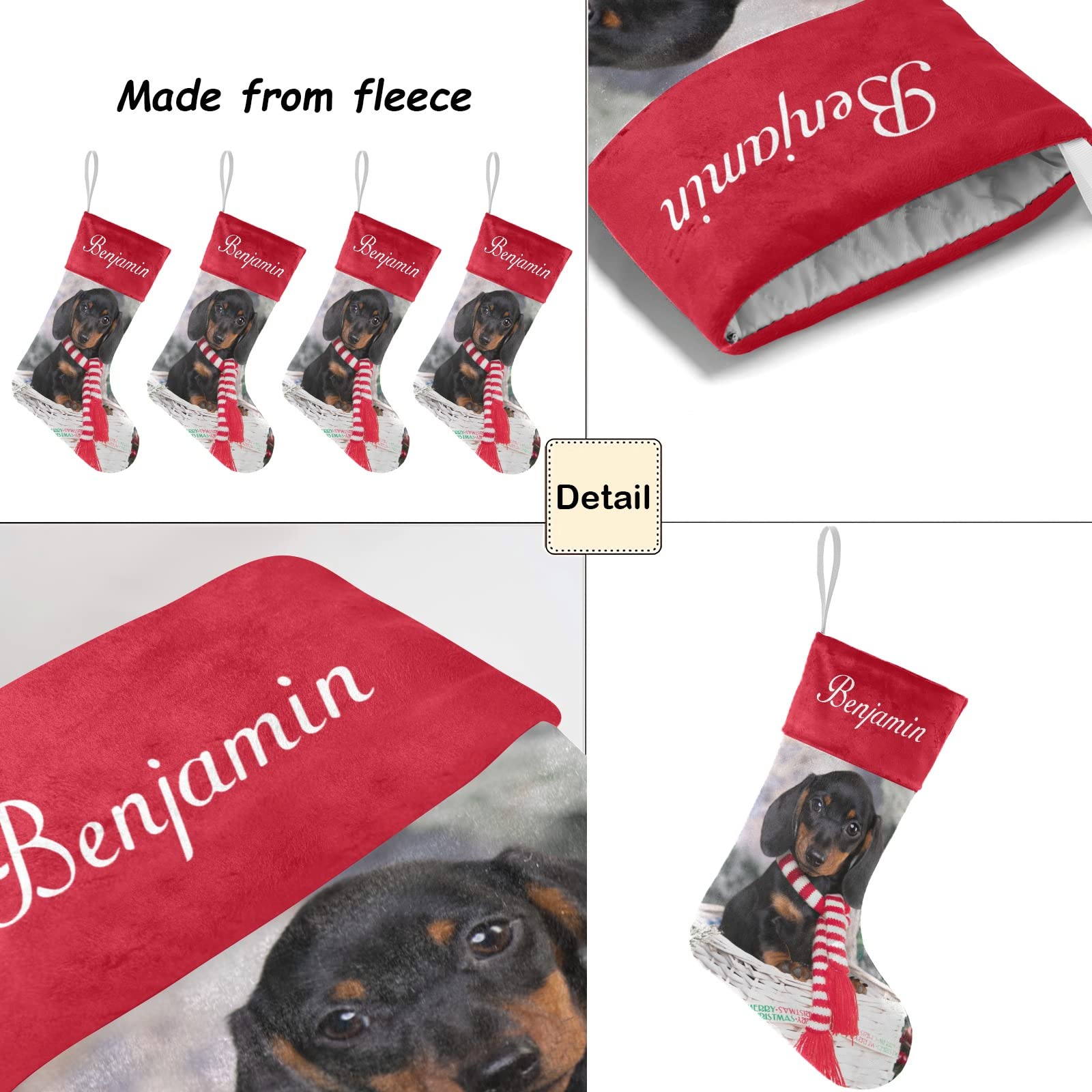 Personalized Christmas Stockings for Dogs - Custom Name Xmas Socks for Pets, 17.52 x 7.87 Inch - Perfect Holiday Gift for Dog Lovers & Festive Home Decor