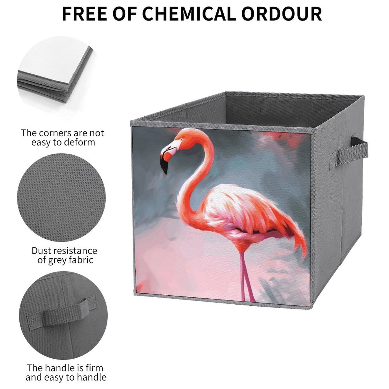 6PCS Foldable Storage Bins with Handles - Large Capacity Flamingo Printed Storage Boxes for Playroom, Office & Home Organization | Perfect for Toys, Books & Clutter Control