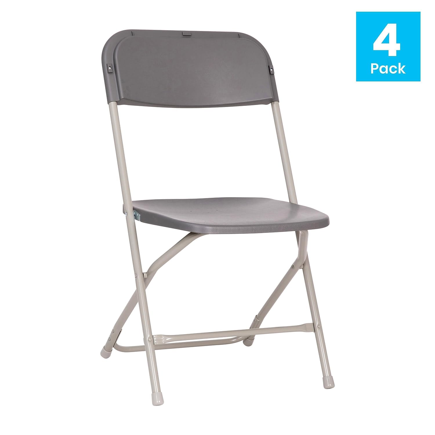 Flash Furniture Hercules Big and Tall Commercial Folding Chair - Extra Wide 650LB Capacity Durable Plastic Gray 4-Pack - Heavy Duty Stackable Chairs for Office, Conference, Events, and Outdoor Use