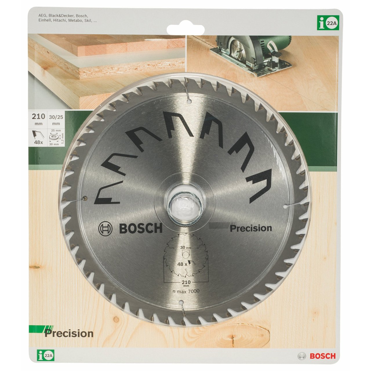 Bosch 7-1/4 Inch Circular Saw Blade for Wood Cutting - 2609256B58 Precision Ground Carbide Teeth for Clean Cuts - Ideal for DIY Projects, Home Renovation, and Professional Carpentry