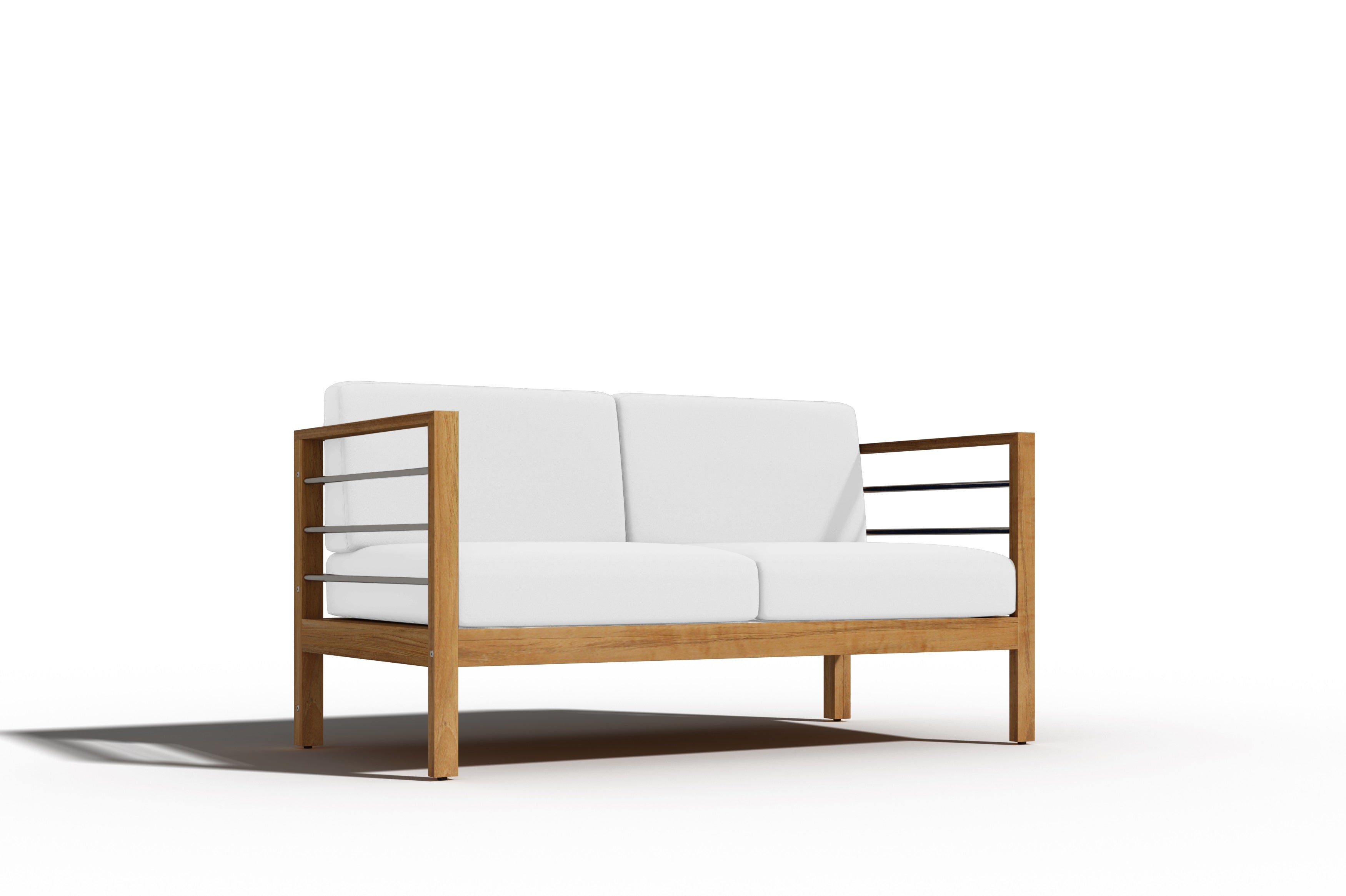 Leon 4-Piece Teak Outdoor Patio Deep Seating Set with Sunbrella White Cushions - Durable All-Weather Furniture for Backyard, Poolside & Garden Relaxation