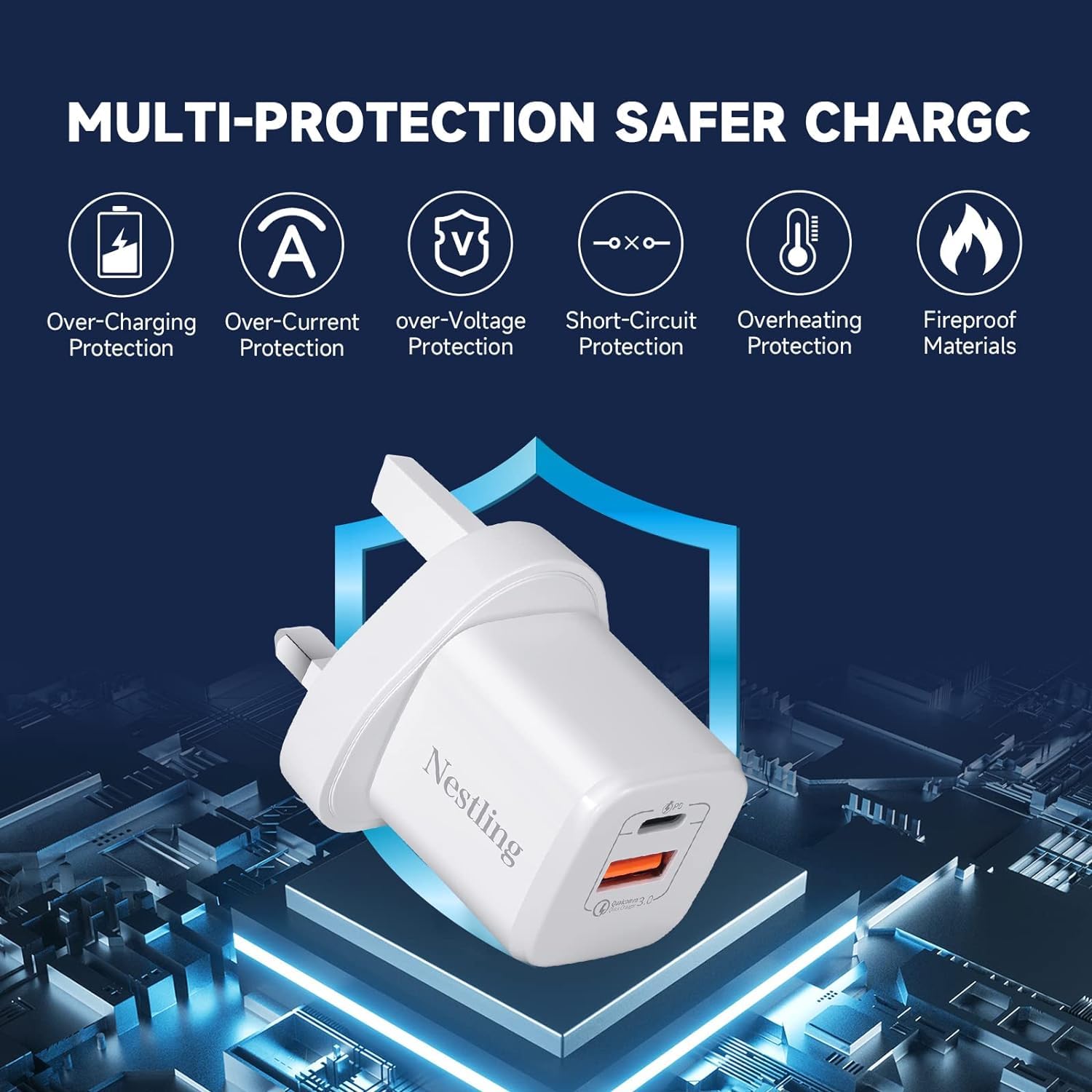 20W USB C Fast Charger Plug - Dual Port PD & QC 3.0 Wall Charger for iPhone 15/14/13/12/11/XS/XR/X/8, iPad Pro - Compact Travel Charger for Home, Office & Car Use