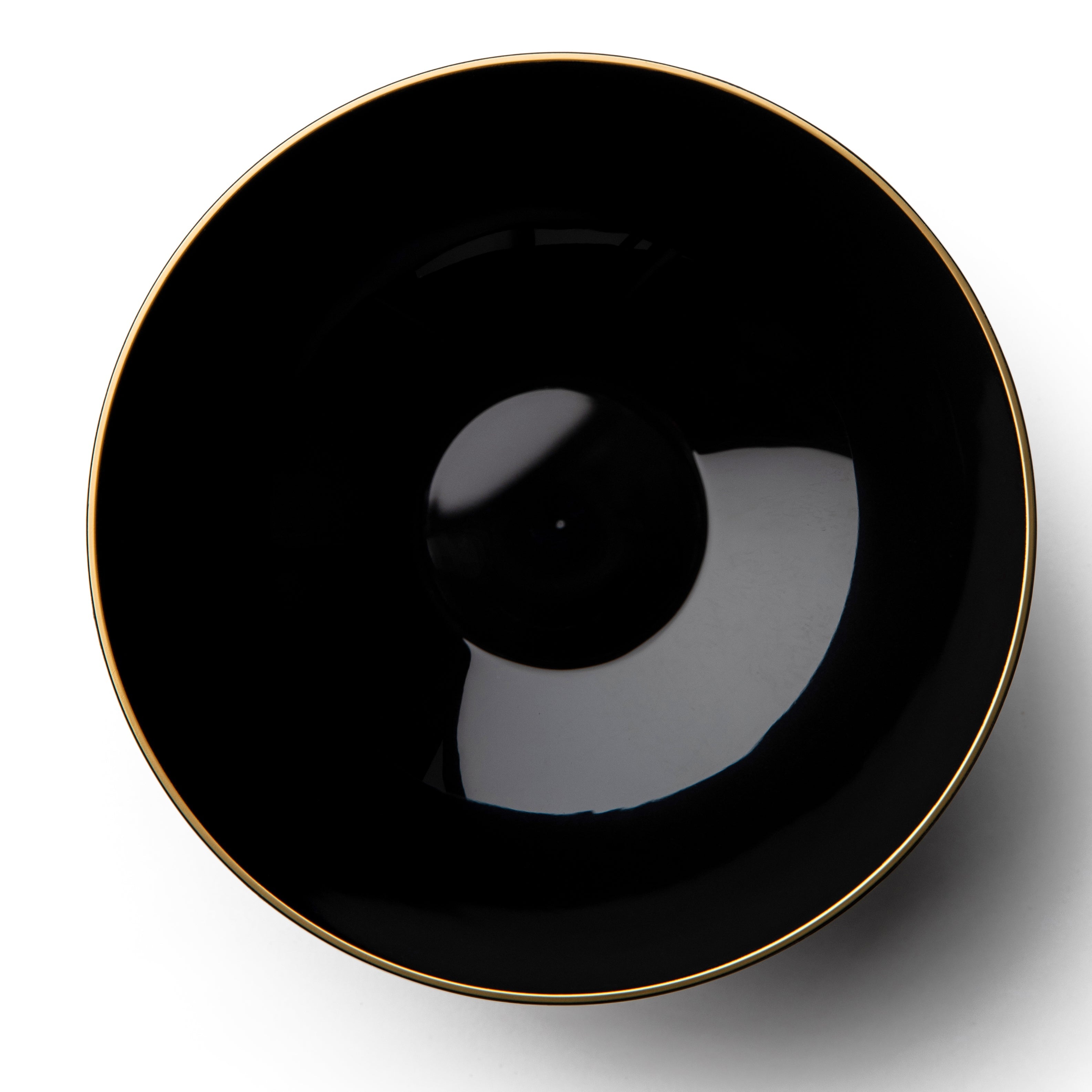 Elegant Black and Gold Round Plastic Plates Set - Durable Disposable Dinnerware for Parties, Weddings, and Events - Perfect for Catering, Picnics, and Home Entertaining