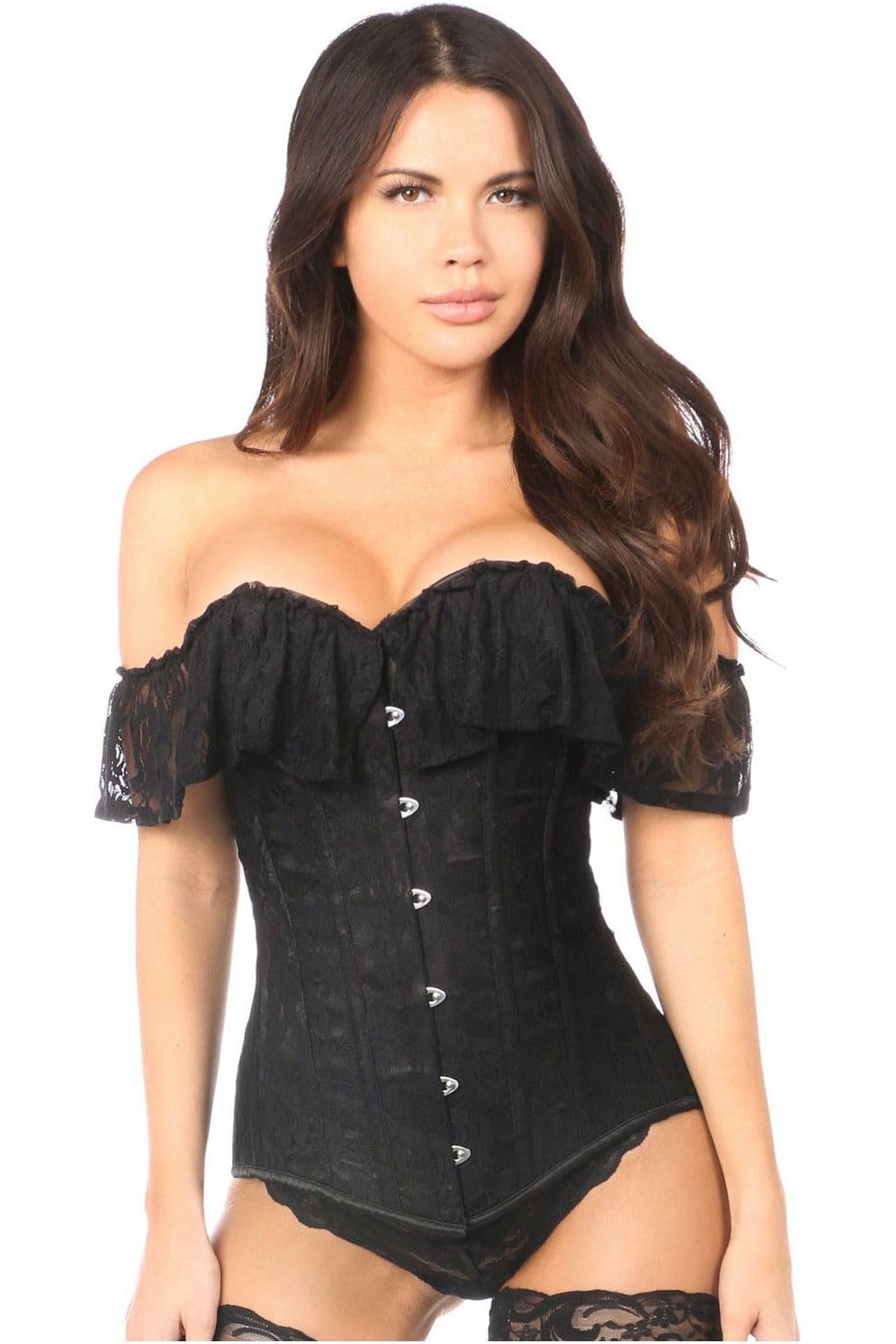 Lavish Black Lace Off-The-Shoulder Corset for Women Plus Size 5X - Elegant Bustier Top for Burlesque, Cosplay & Evening Wear