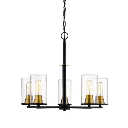 Millennium 3485-MB/HBZ 5-Light Black Chandelier - Modern Ceiling Light Fixture for Dining Room, Living Room & Bedroom