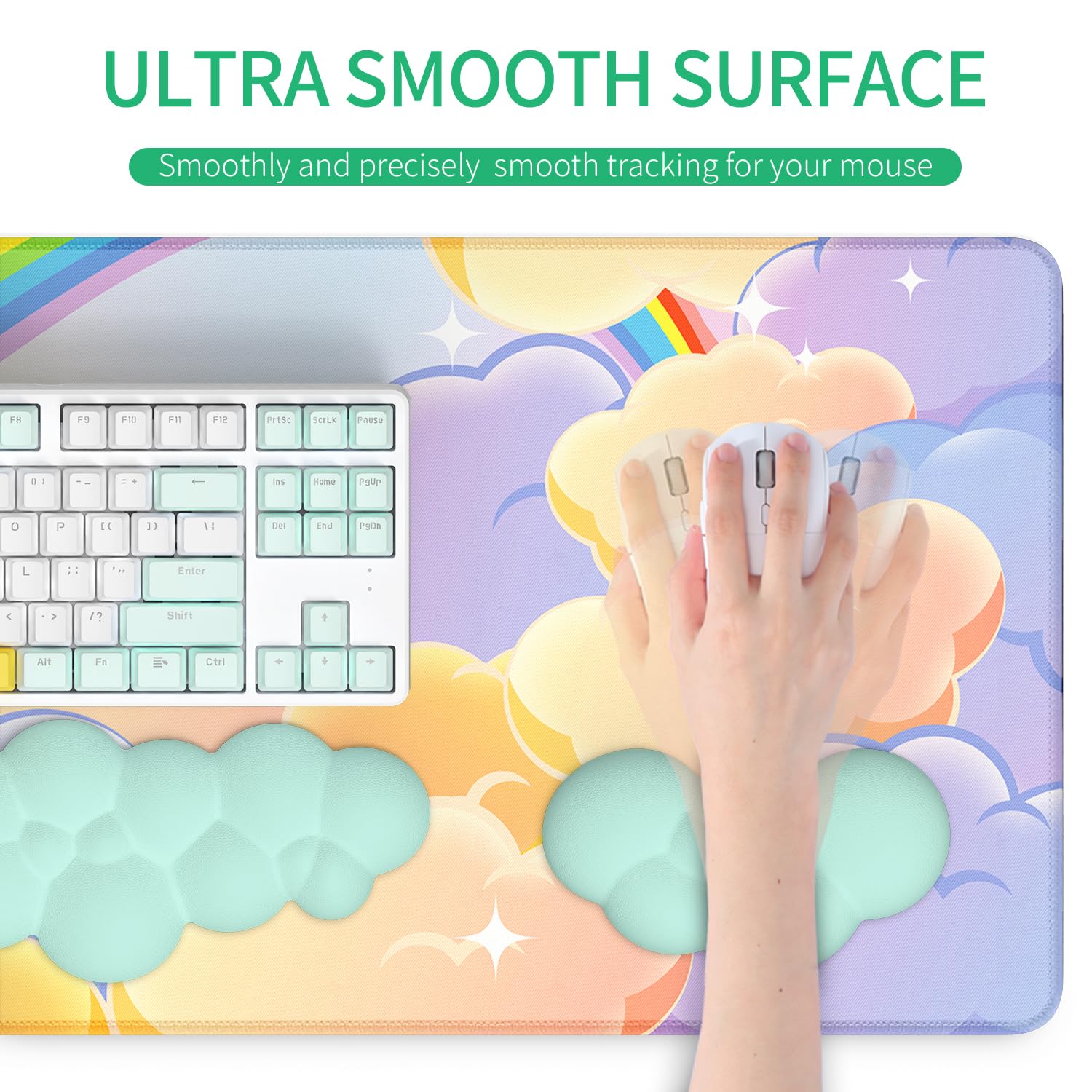 Large Gaming Mouse Pad Set with Keyboard Wrist Rest & Mouse Wrist Support - Ergonomic Desk Mat for Pain-Free Typing - Perfect for Home Office & PC Gaming Setup