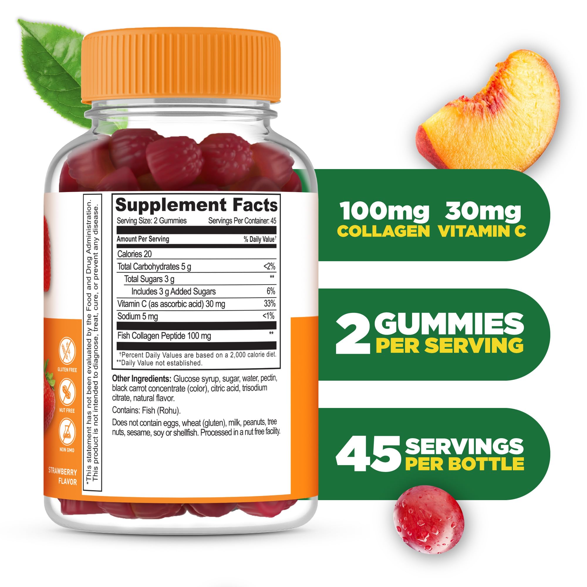 Lifeable Collagen Peptides Gummies with Vitamin C – 100mg Per Serving | Delicious Hair, Skin & Nails Supplement for Adults | Vegetarian-Friendly Collagen Boost | 90 Count | Perfect for On-the-Go Wellness & Beauty Support
