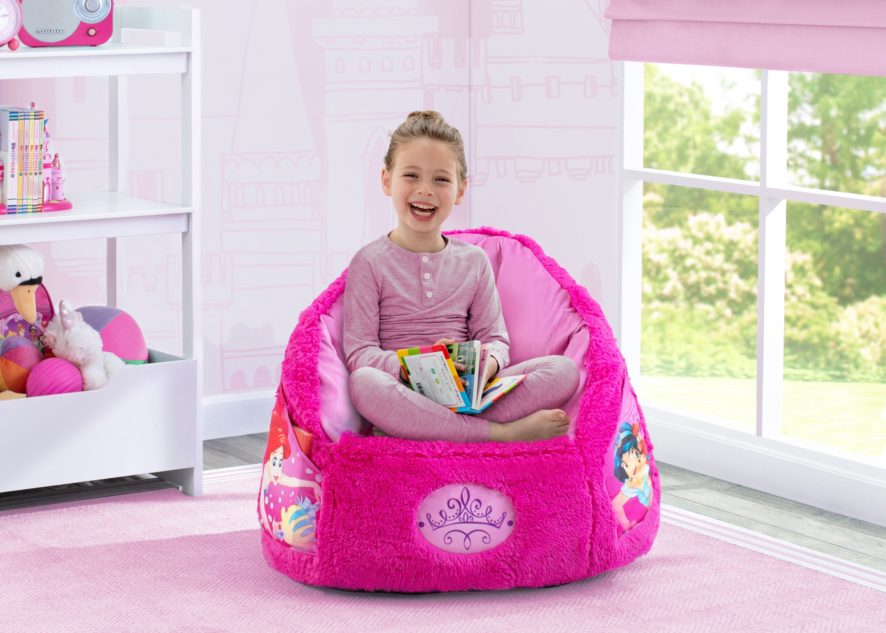 Disney Princess Cozee Fluffy Chair for Toddlers - Soft & Comfy Kids Chair for Ages 2-6 Years | Perfect for Bedroom, Playroom & Reading Nook