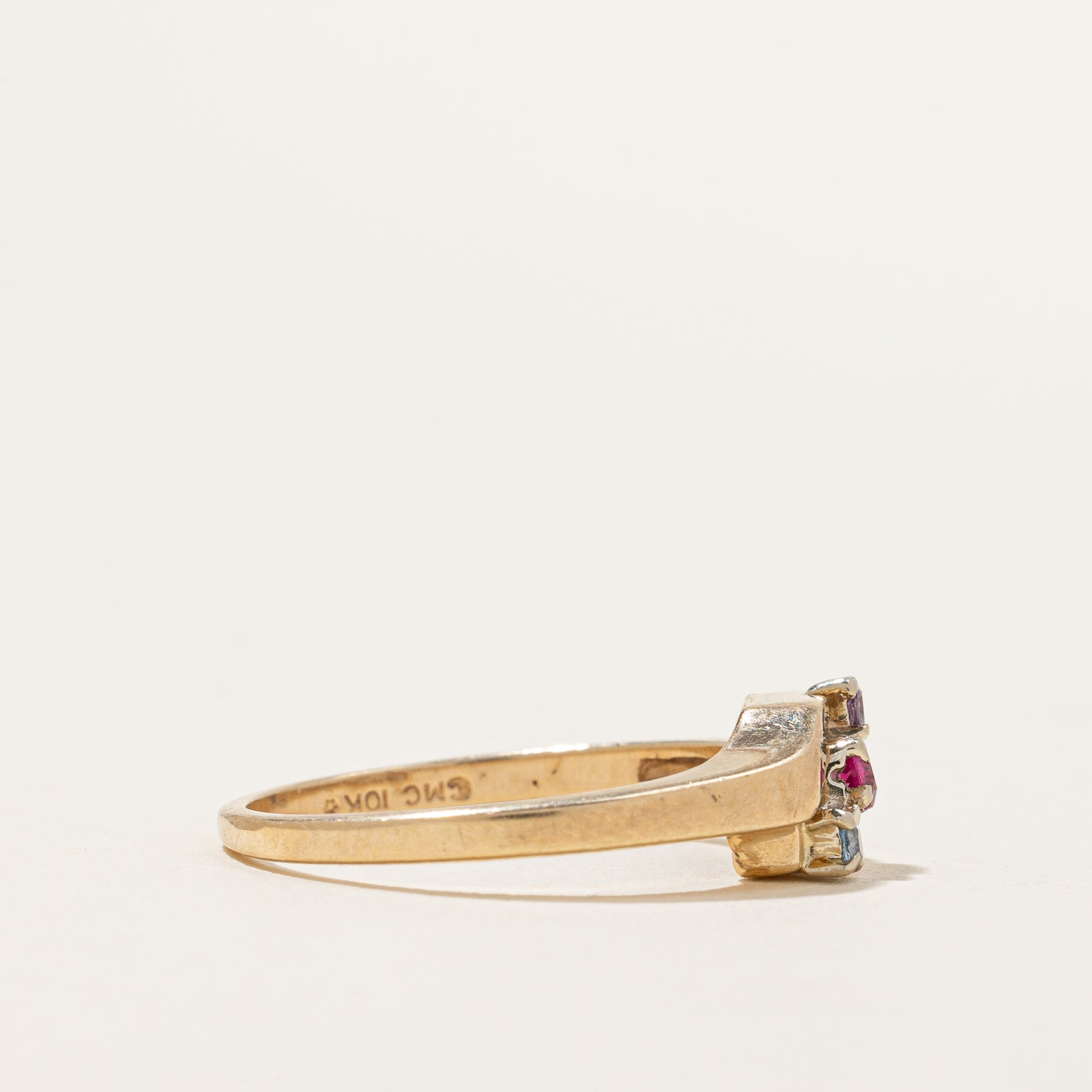 0.08ctw Diagonal Multi Gemstone Ring - Size 6 | Elegant Stackable Jewelry for Women | Perfect for Everyday Wear, Date Nights & Special Occasions