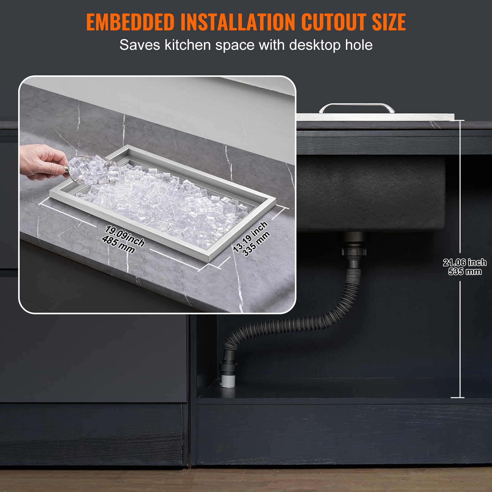 VEVOR 40QT Stainless Steel Drop-in Ice Chest Cooler - 20