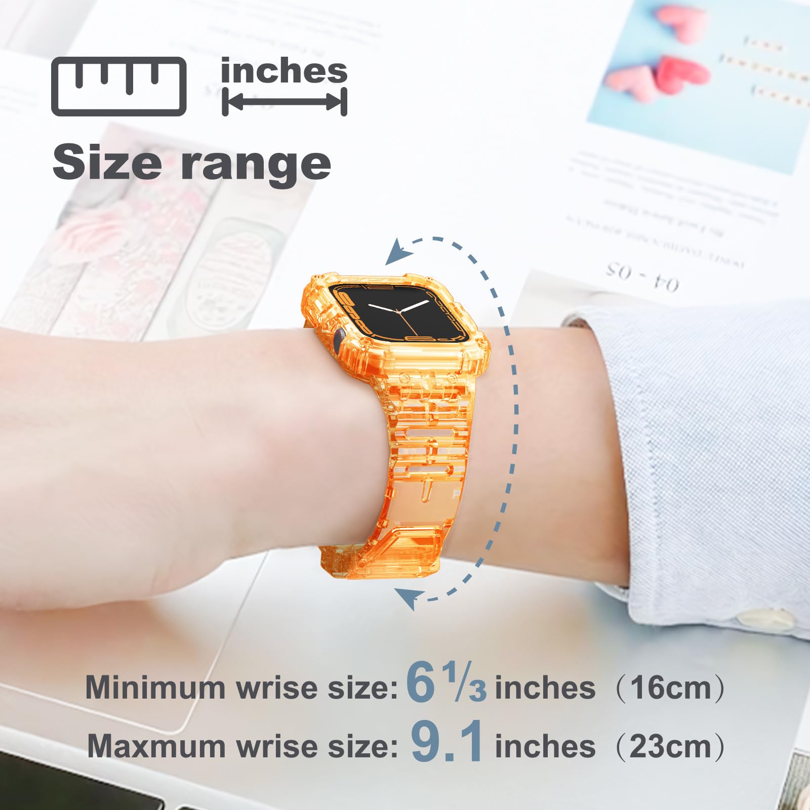 Clear Protective Case & Shockproof Band Compatible with Apple Watch Series 8/7/6/5/4/3/2/1 - 38mm 40mm 41mm 42mm 44mm 45mm Sizes - Perfect for Sports, Workouts & Everyday Wear