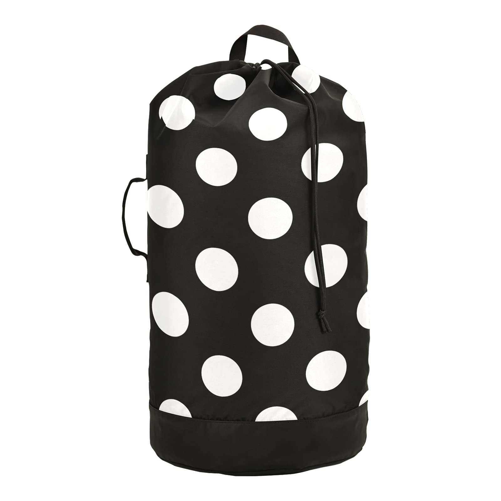 Polka Dot Laundry Bag Backpack with Shoulder Straps - Portable Clothes Hamper with Drawstring Closure for College Students, Travel, Laundromat & Apartment Use - Perfect for Dorm Rooms, Camping Trips and Gym Storage