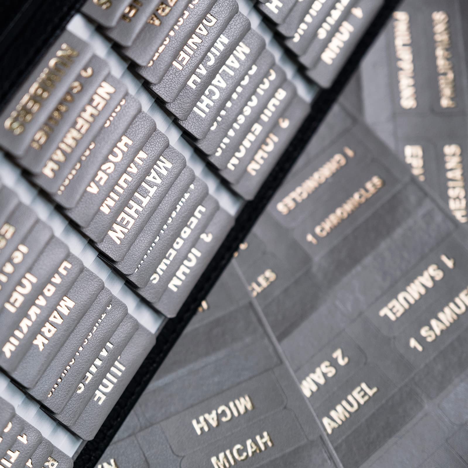 Leather Bible Tabs with Gold Foil Lettering - 80 Chapter Labels for Easy Navigation | Perfect for Church & Bible Study