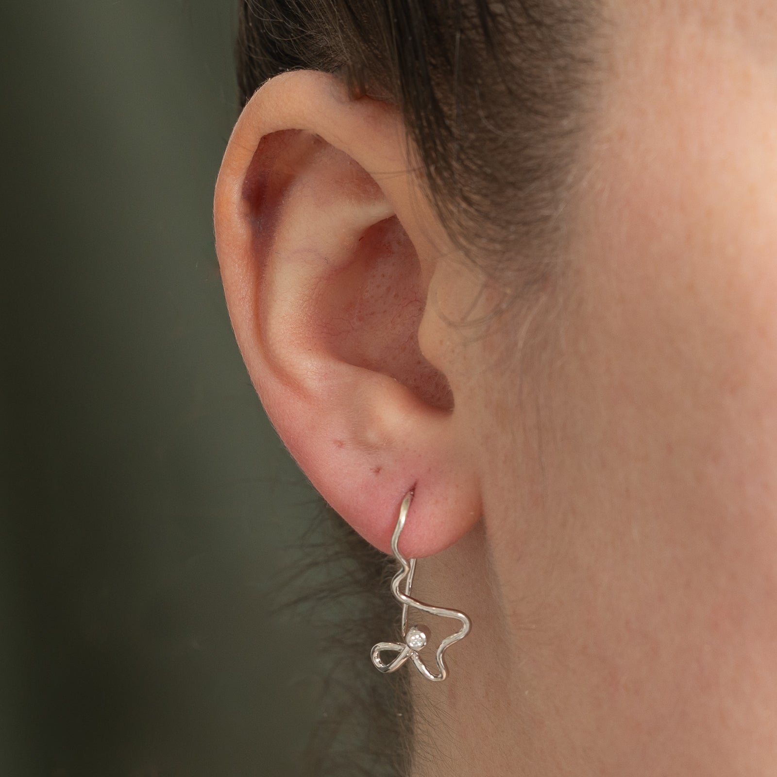 14K Gold Diamond Abstract Drop Earrings - 0.03ctw Dainty Elegant Jewelry for Women | Perfect for Weddings, Parties & Special Occasions