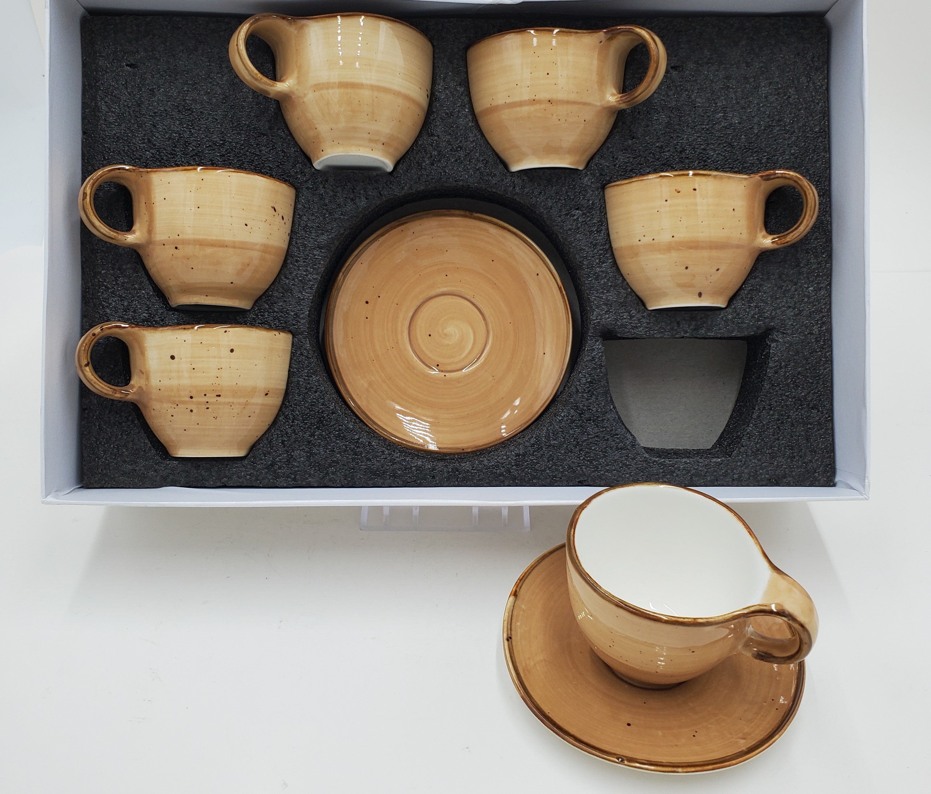 6-Piece Coffee Mug Set - Brown Ceramic Cups for Home, Office & Gifts - Perfect for Morning Coffee, Tea or Hot Chocolate