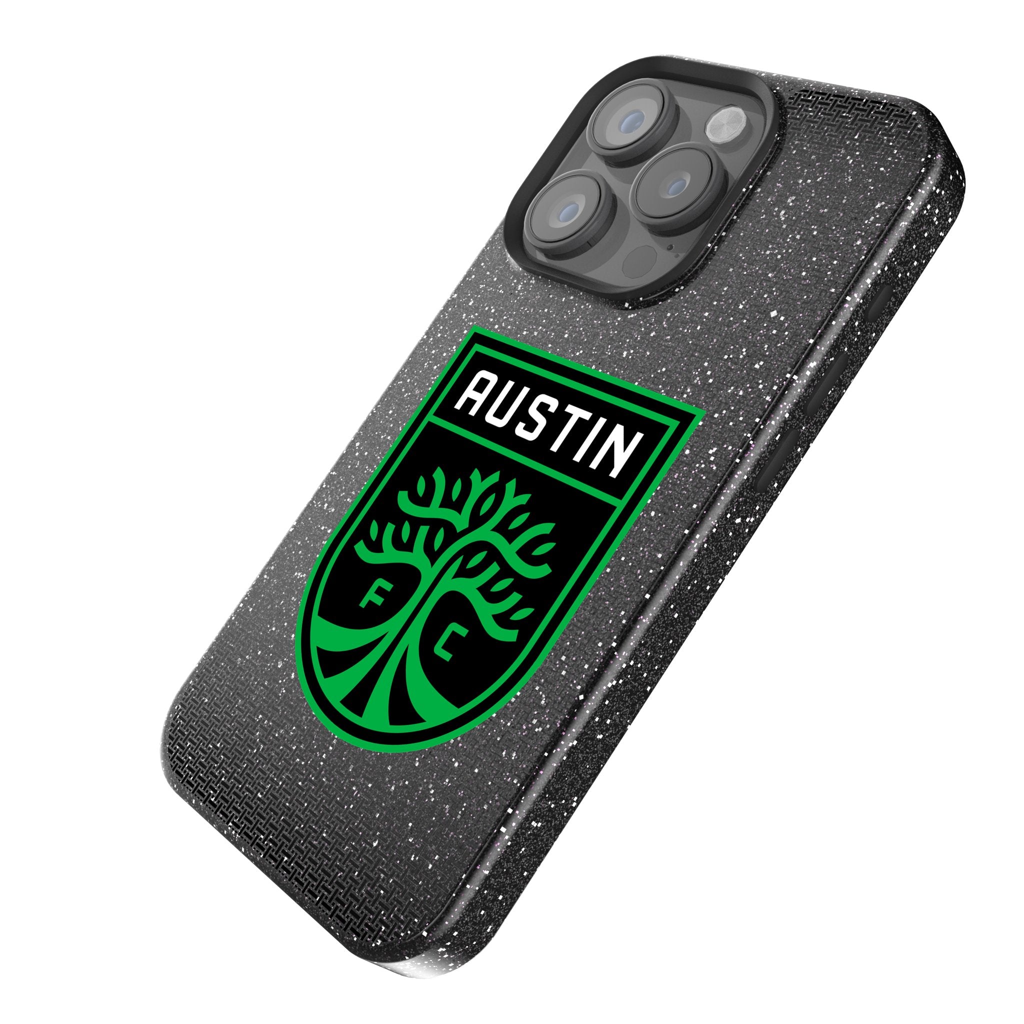 Austin FC Rhinestone Bling Phone Case for Apple iPhone 14/13/12 - Stylish Glitter Cover with Team Logo - Perfect for Soccer Fans & Match Days