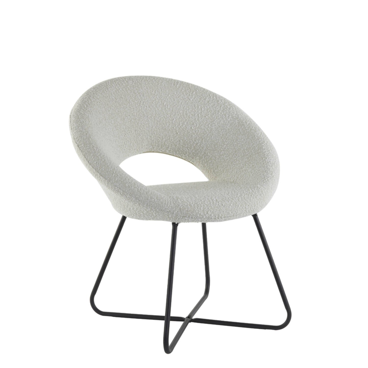 Antony Chair - Bouclé Cream Finish Upholstered Accent Chair for Living Room, Bedroom & Office - Modern Comfortable Seating for Home Decor