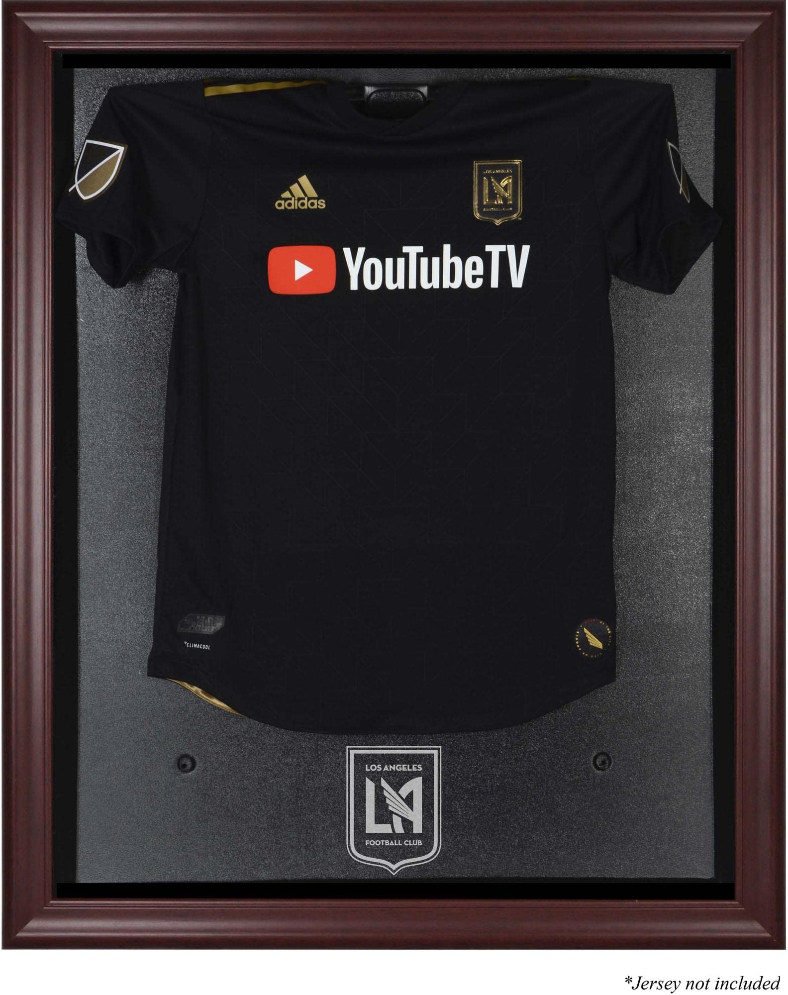 LAFC Mahogany Framed Soccer Jersey Display Case - Team Logo Shadow Box for Wall Mounting, Perfect for Memorabilia & Fan Collections - Great for Home, Office, or Man Cave Decor