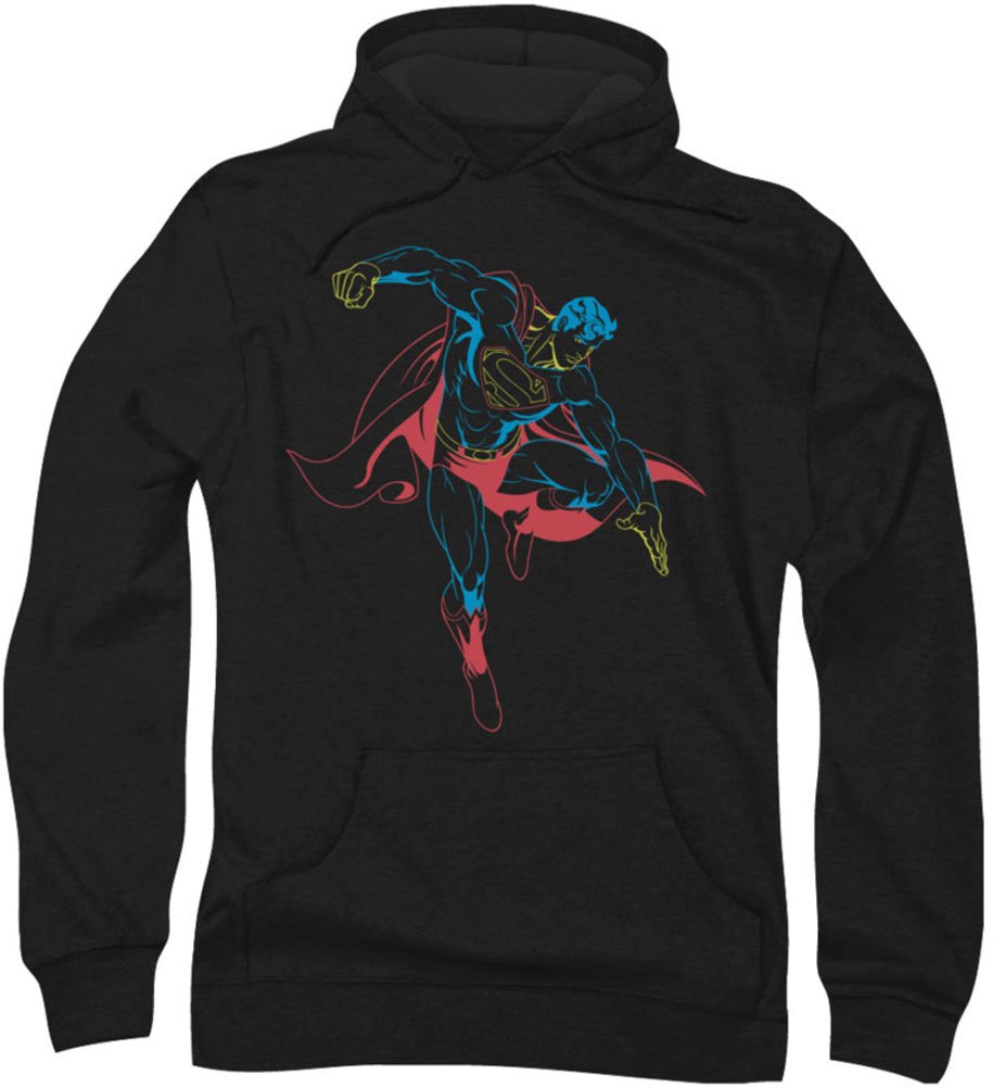 Superman Men's Neon Hoodie - Cool Glow in The Dark Pullover for Casual Wear, Cosplay & Night Events
