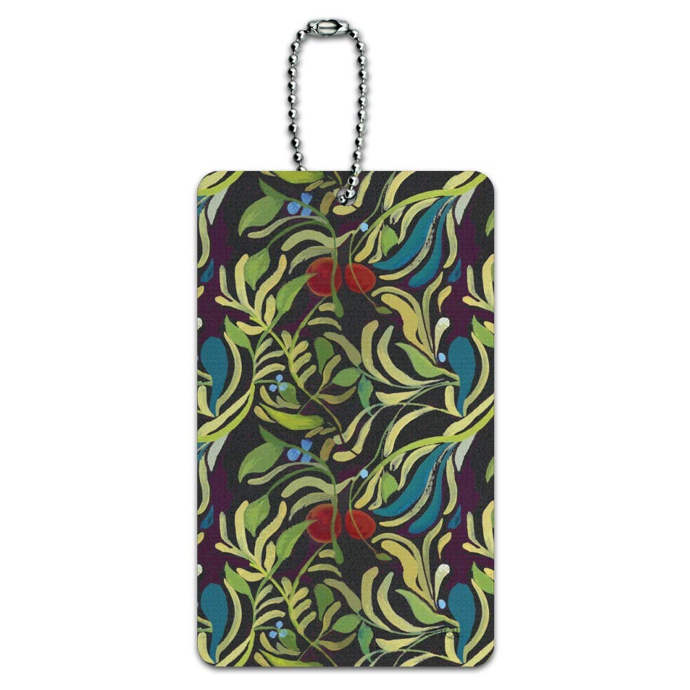 Floral Fruit Vines Black Pattern Luggage Tag - Durable Suitcase ID Tag for Travel Bags, Carry-On Luggage & Backpacks - Perfect for Airports, Vacations & Business Trips