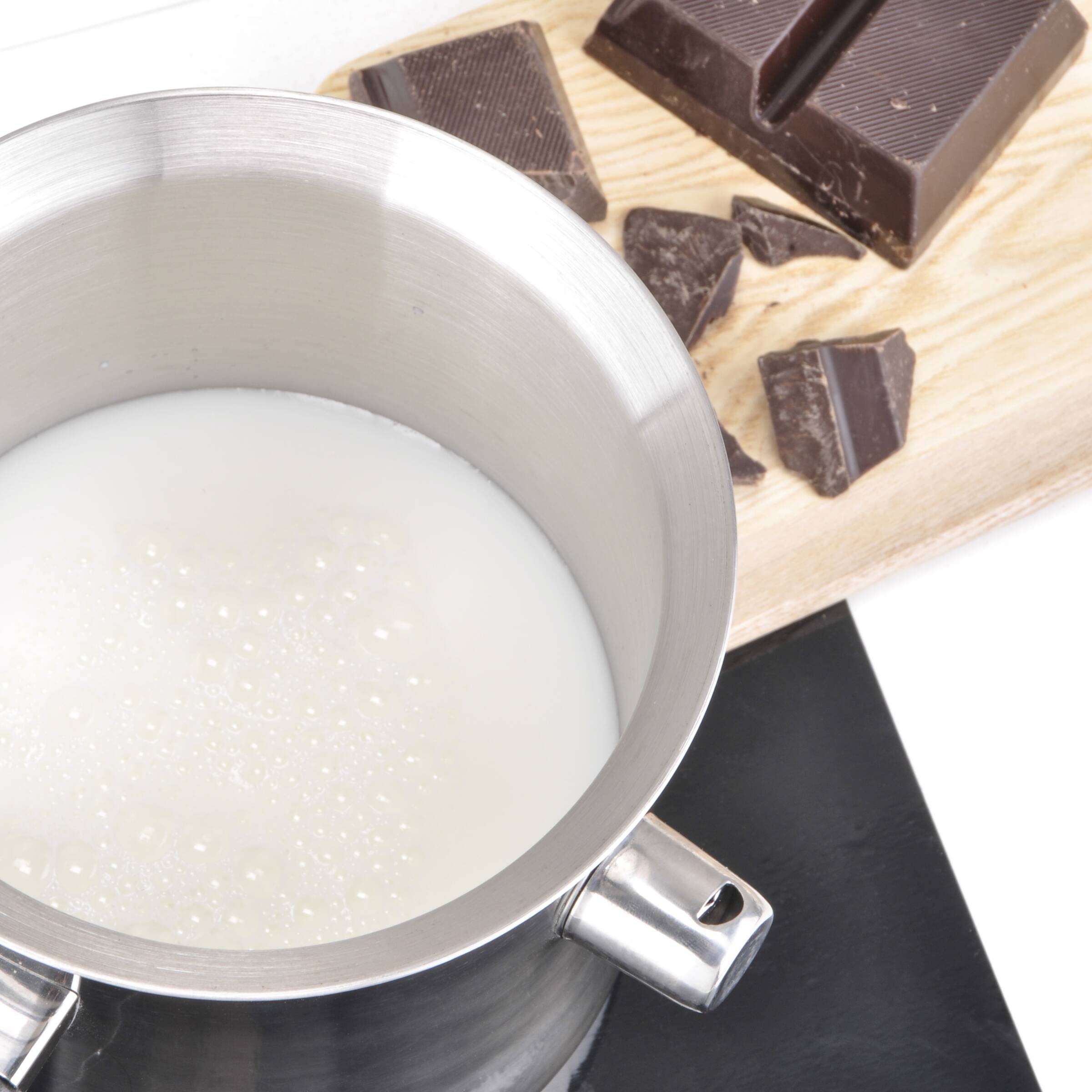 Premium Stainless Steel Milk Pan with Aluminum Core - Perfect for Boiling Milk, Heating Baby Formula & Making Hot Chocolate - Durable & Even Heat Distribution for Home & Commercial Kitchens
