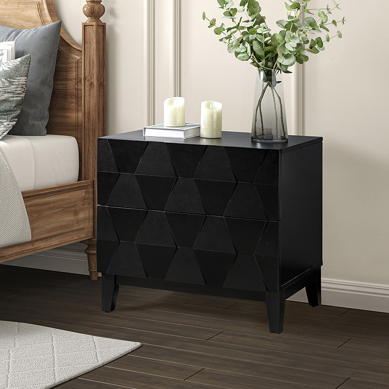 2-Drawer Nightstand with Built-in USB Outlets - Modern Bedside Table for Charging Devices, Perfect for Bedroom, Living Room, or Office