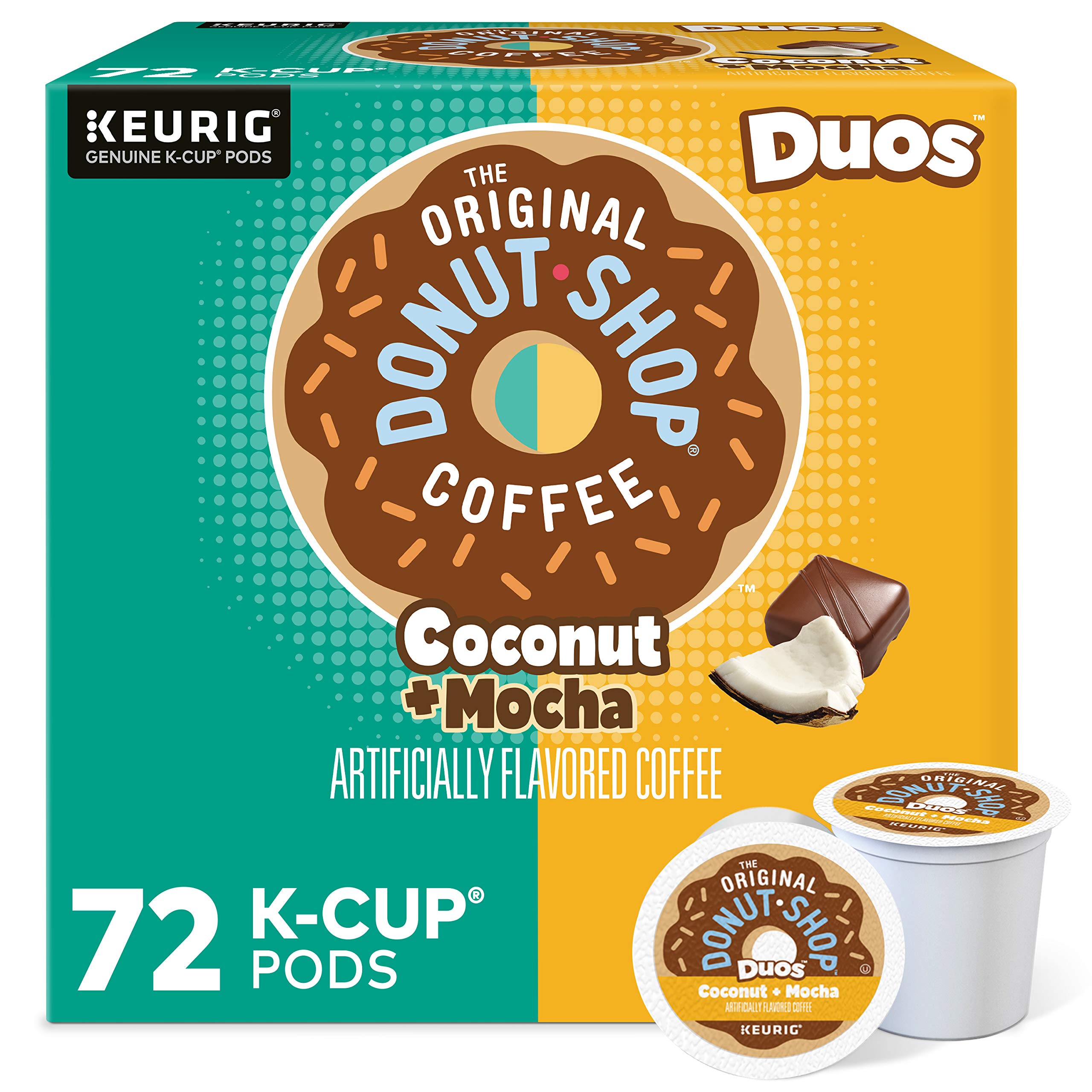 The Original Donut Shop Duos Coconut Mocha K-Cup Pods for Keurig - Medium Roast Coffee, 72 Count - Perfect for Office, Home Brewing & Morning Energy Boost